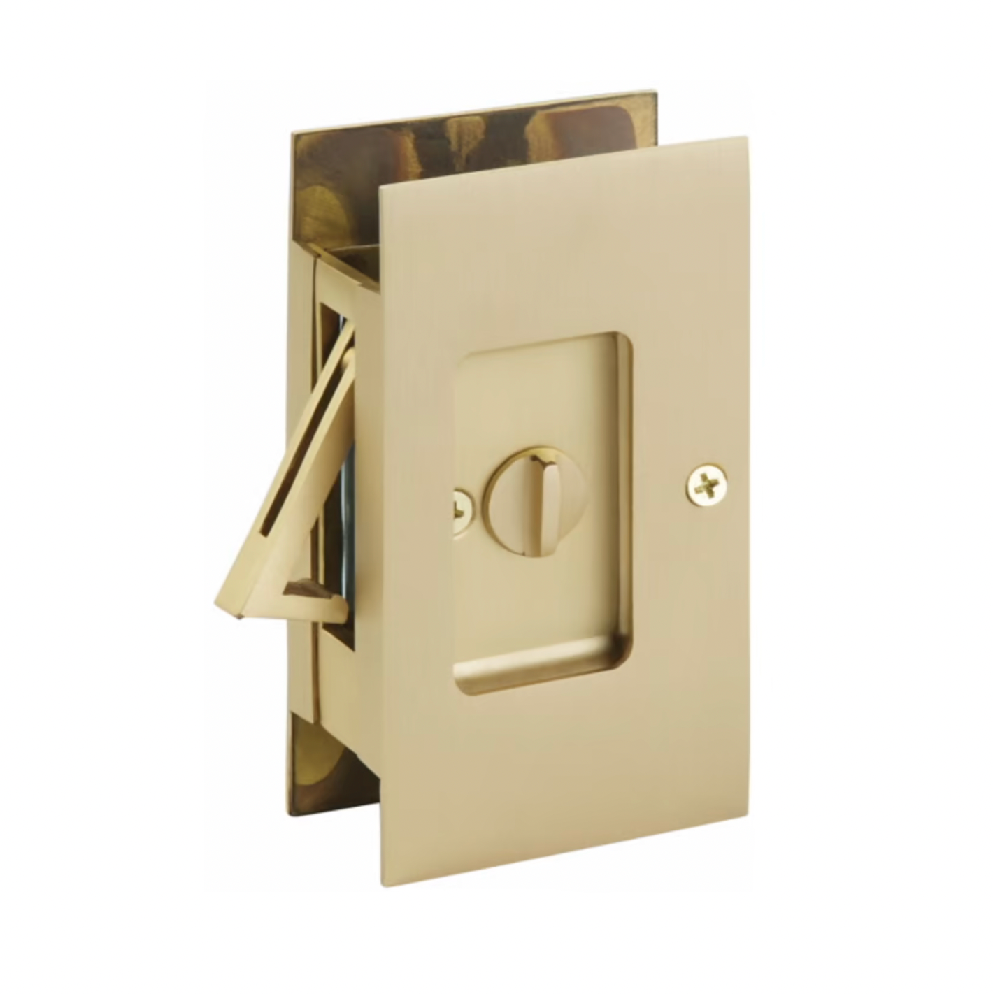 Satin Brass Pocket Door Lock Large 4-1/2" Bathroom Privacy Lock Hardware