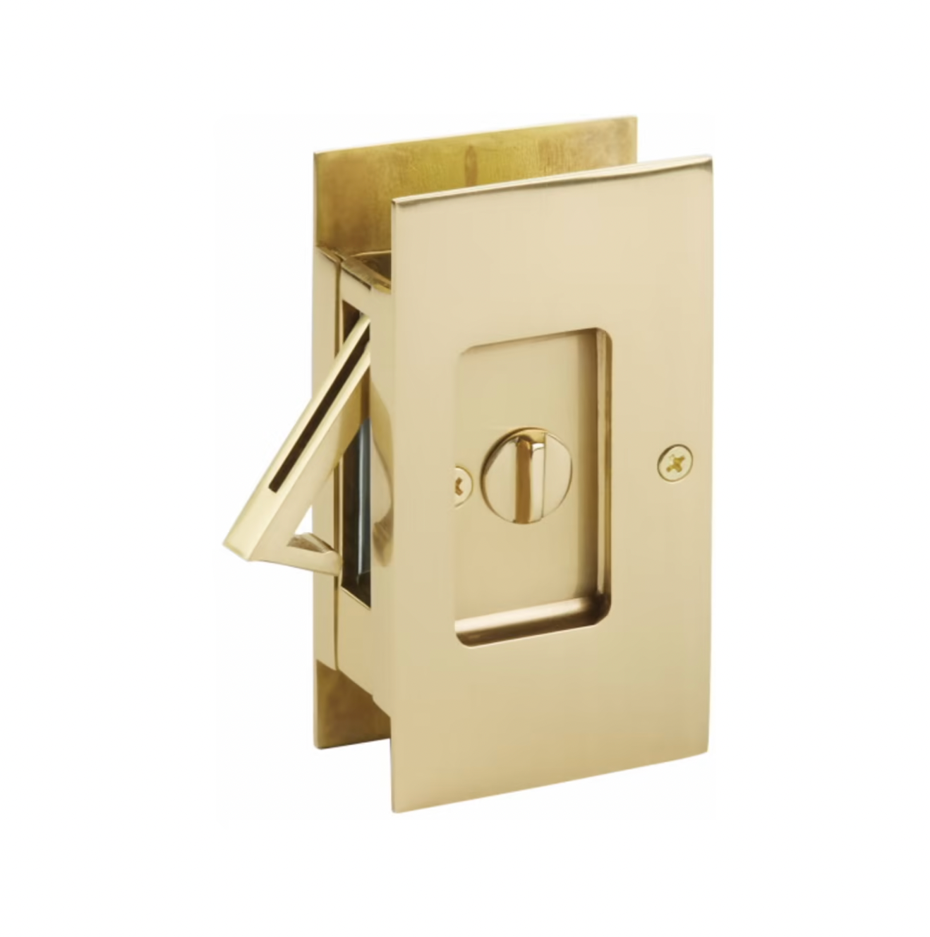 Unlacquered Brass Pocket Door Lock Large 4-1/2" Bathroom Privacy Lock Hardware - Industry Hardware