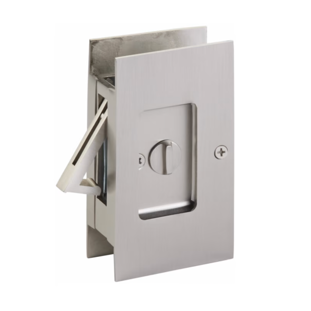 Satin Nickel Pocket Door Lock Large 4-1/2" Bathroom Privacy Lock Hardware - Industry Hardware