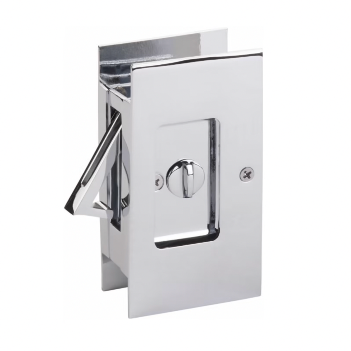 Polished Chrome Pocket Door Lock Large 4-1/2" Bathroom Privacy Lock Hardware