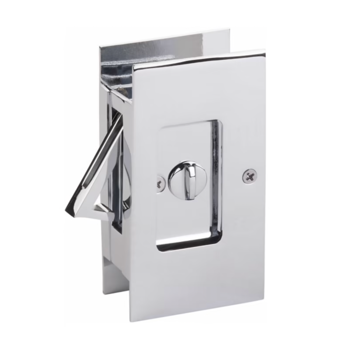 Polished Chrome Pocket Door Lock Large 4-1/2" Bathroom Privacy Lock Hardware - Industry Hardware