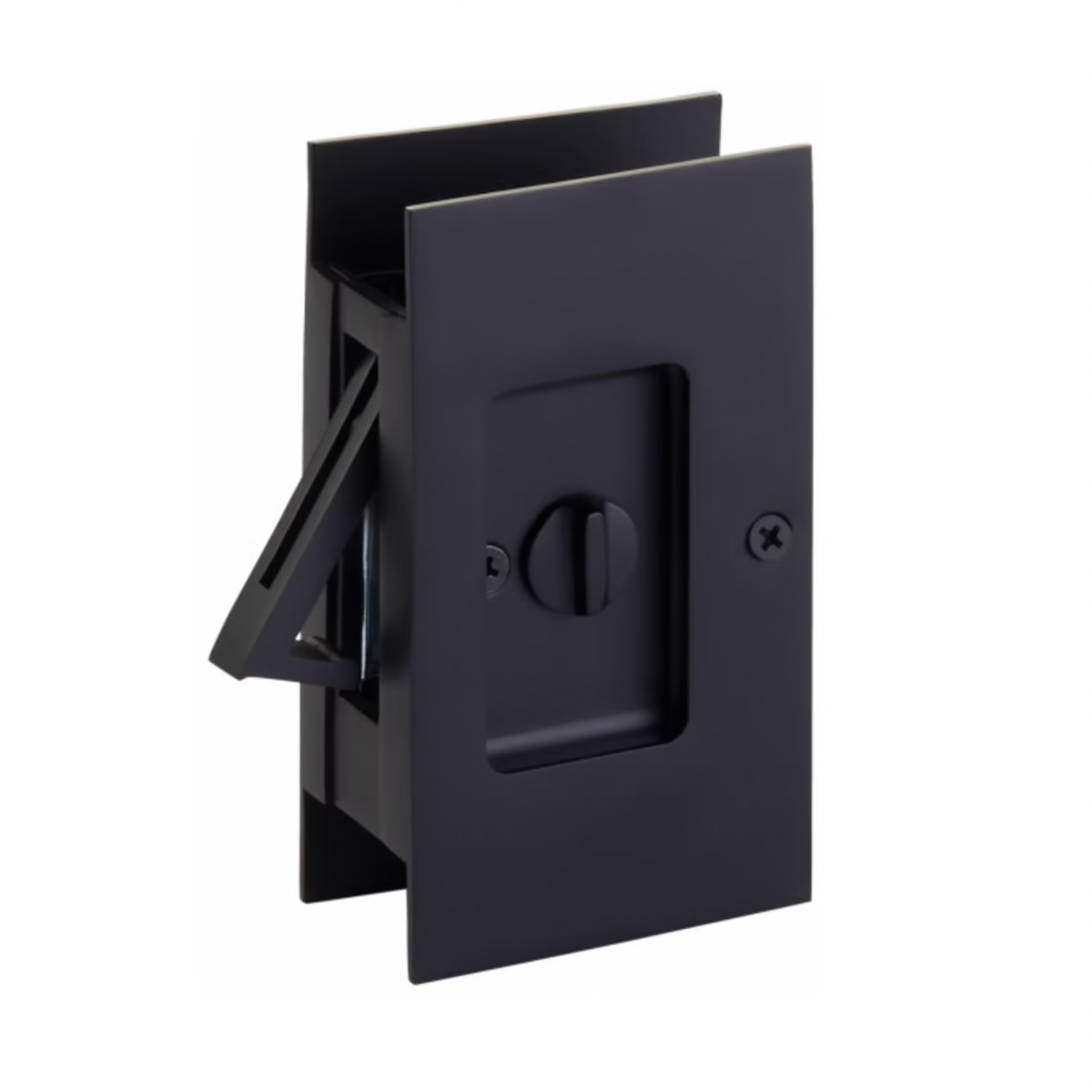 Matte Black Pocket Door Lock Large 4-1/2" Bathroom Privacy Lock Hardware