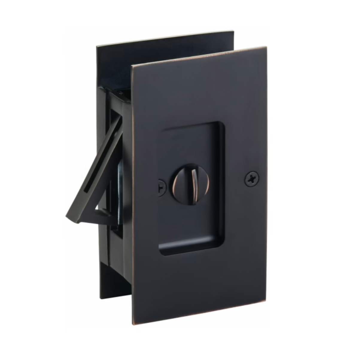 Oil Rubbed Bronze Pocket Door Lock Large 4-1/2" Bathroom Privacy Lock Hardware - Industry Hardware