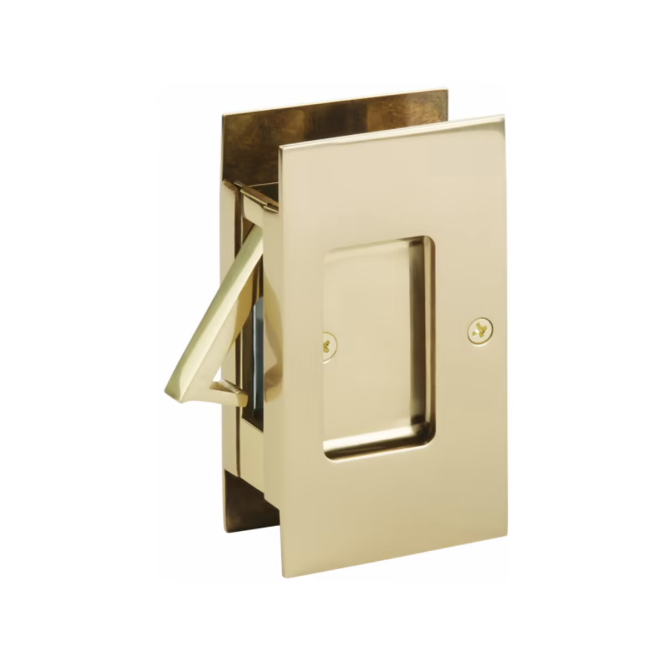 Unlacquered Brass Pocket Door Lock Large 4-1/2" Bathroom Privacy Lock Hardware - Industry Hardware
