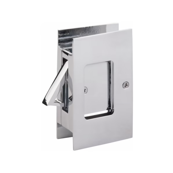 Polished Chrome Pocket Door Lock Large 4-1/2" Bathroom Privacy Lock Hardware