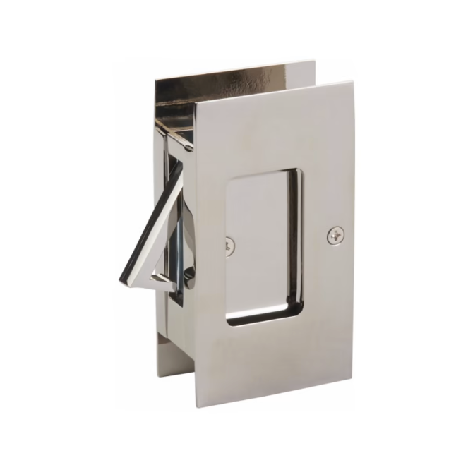 Polished Nickel Pocket Door Lock Large 4-1/2" Bathroom Privacy Lock Hardware