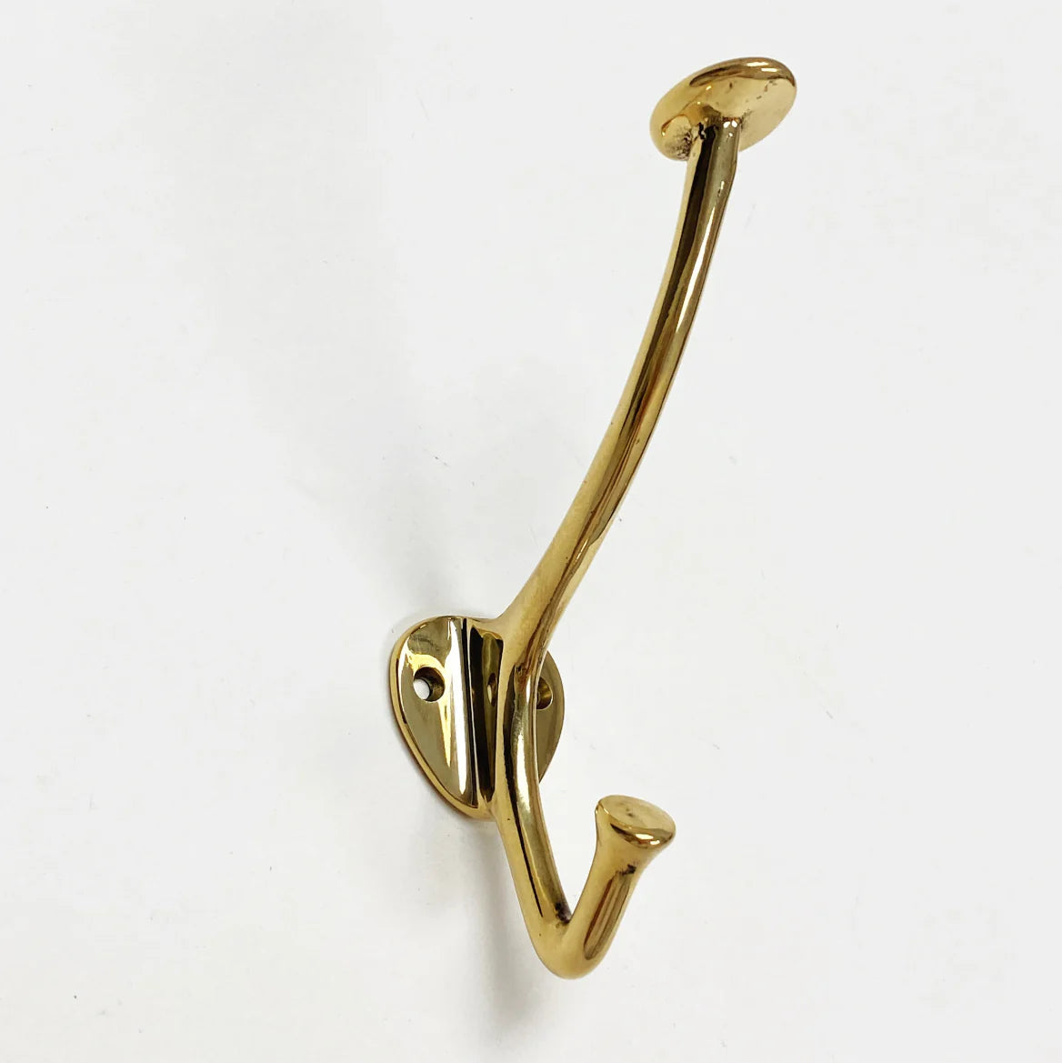 Polished Unlacquered Brass "Ellie" Wall Hooks, Brass Robe Coat Hook