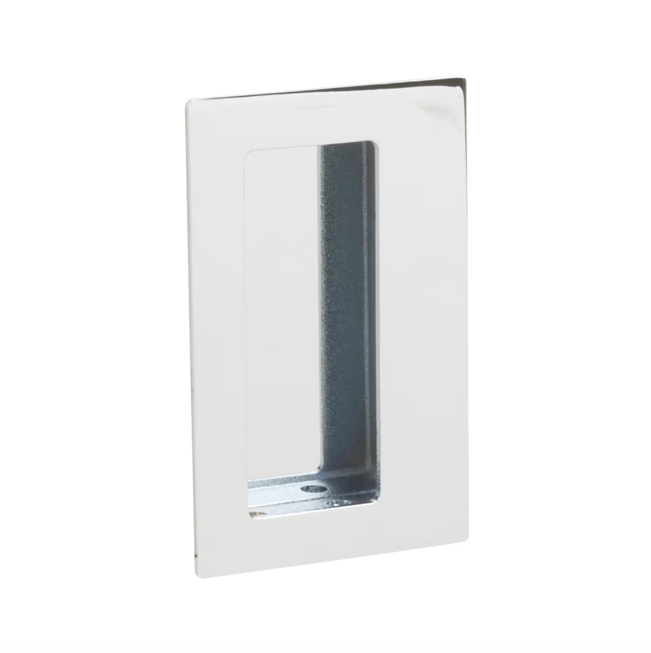 Offset Rectangular Flush Recess Door Pull in Polished Chrome