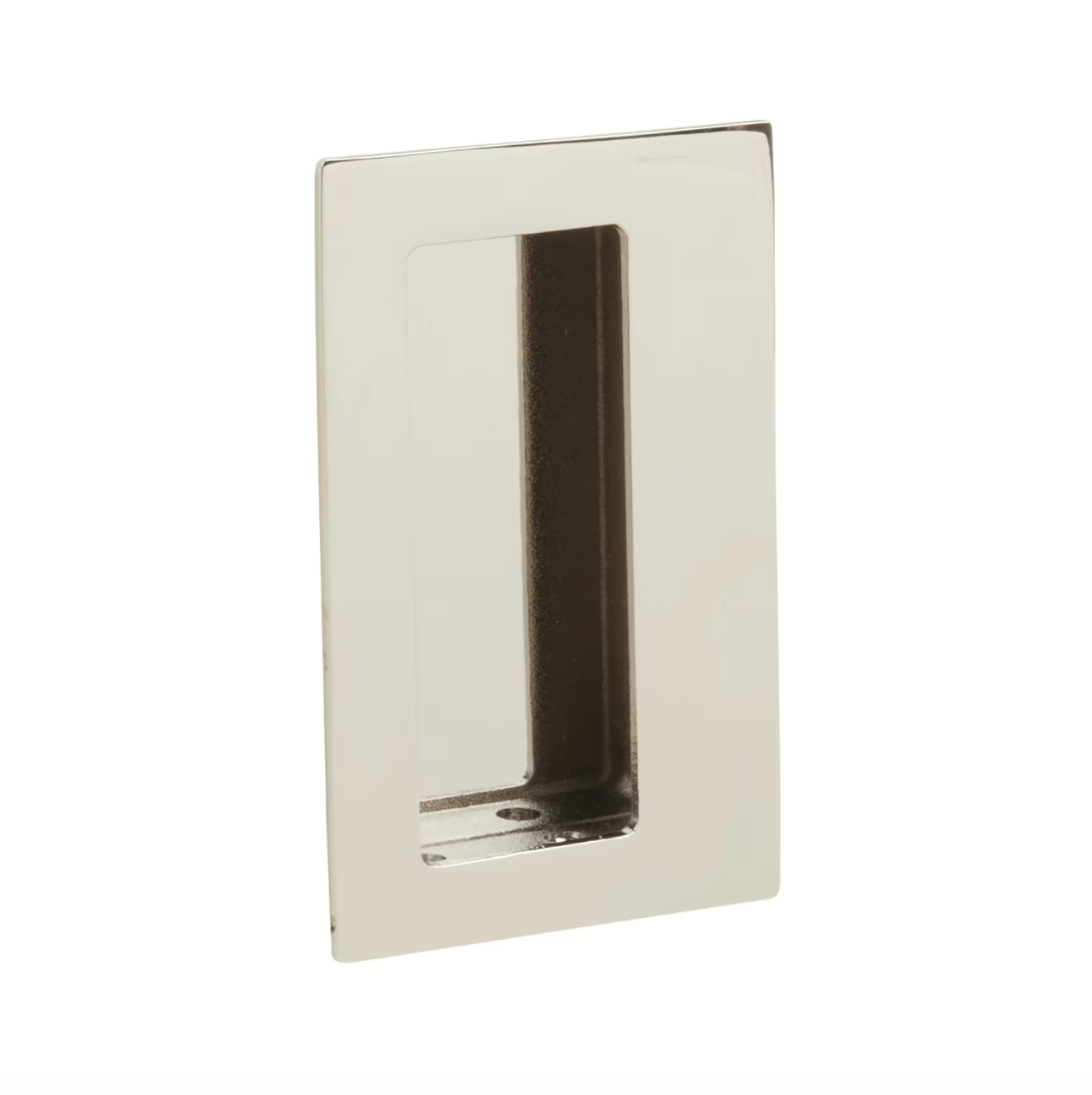 Offset Rectangular Flush Recess Door Pull in Polished Nickel