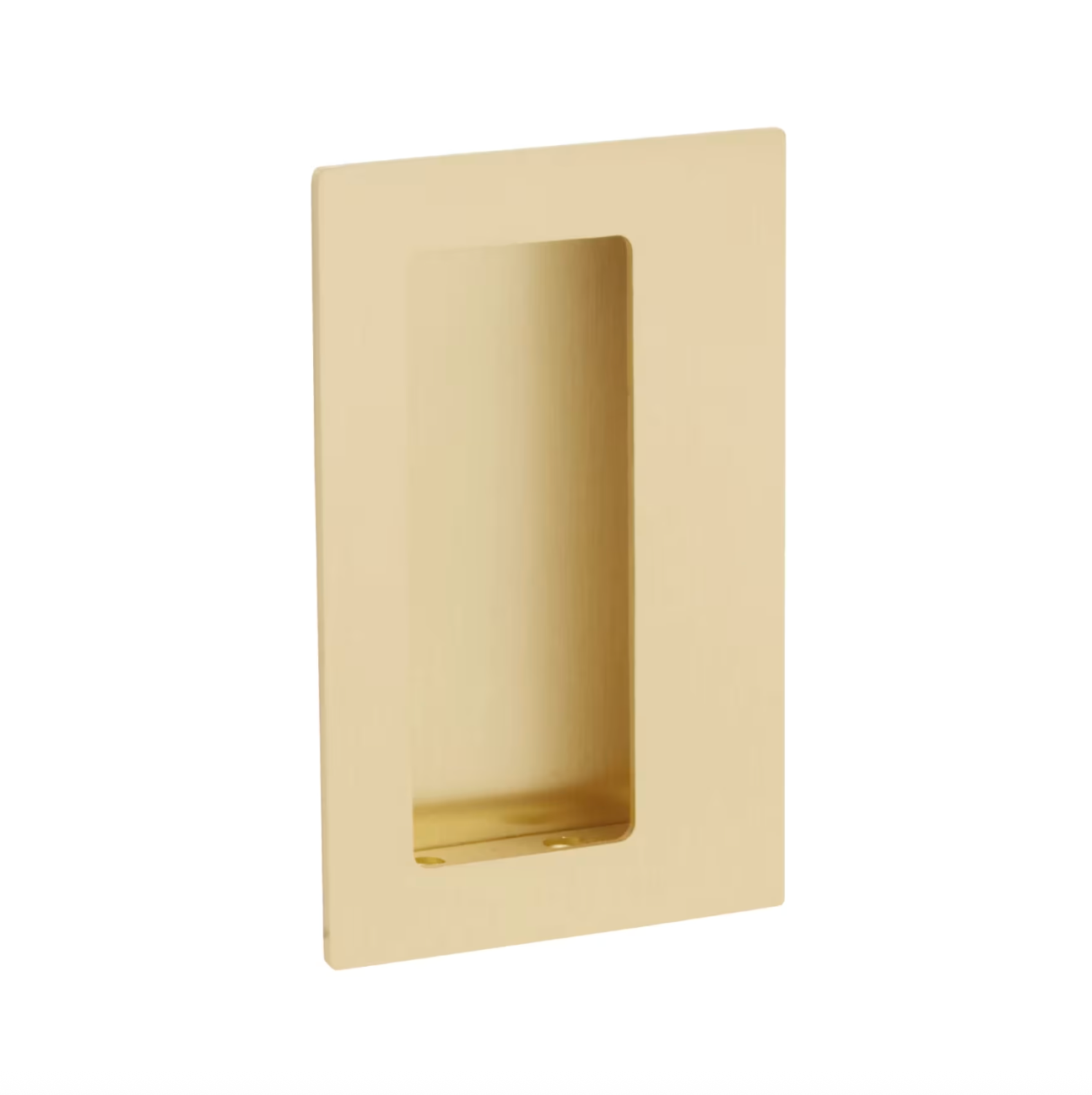 Offset Rectangular Flush Recess Door Pull in Satin Brass