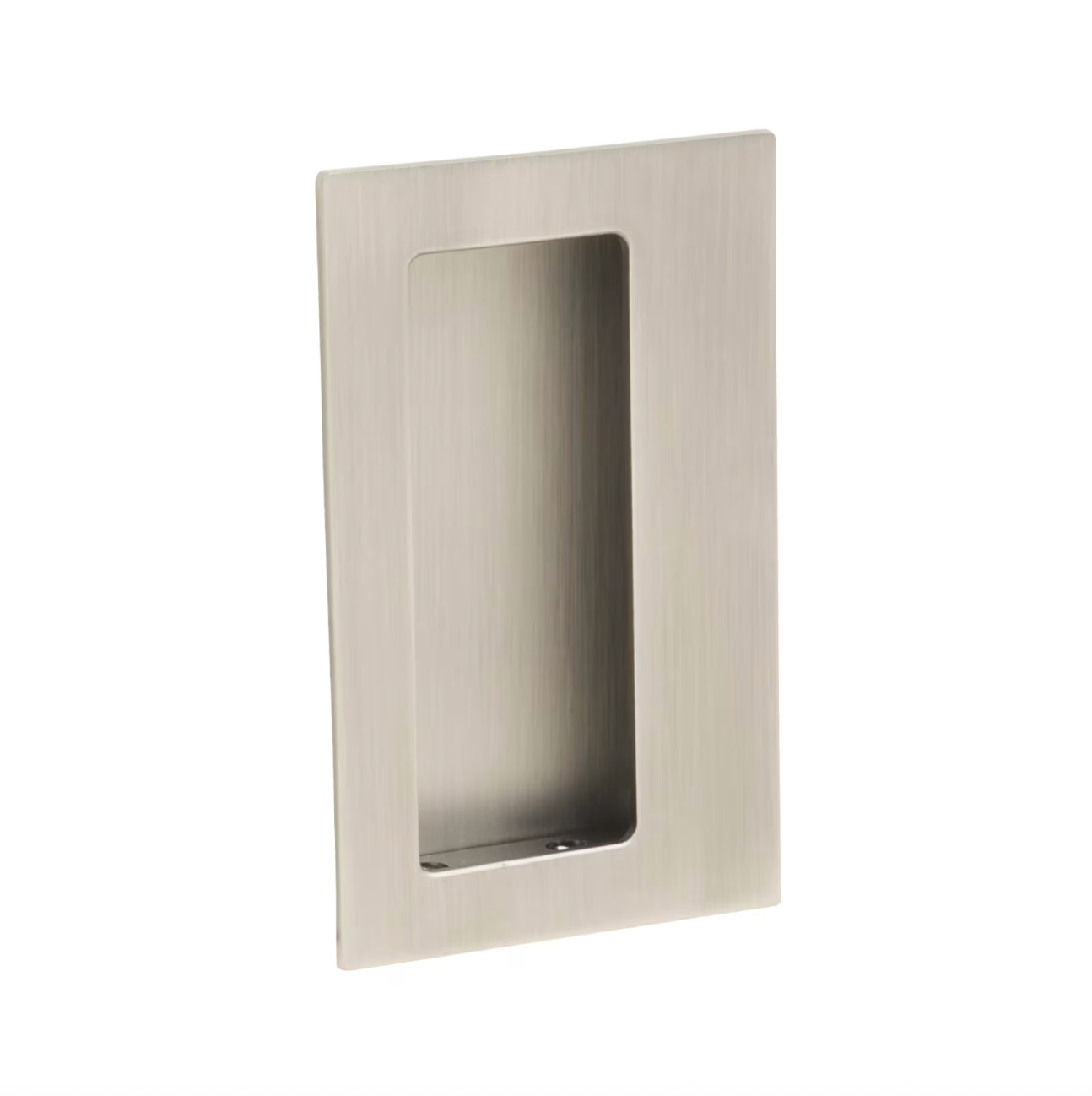 Offset Rectangular Flush Recess Door Pull in Pewter Finish