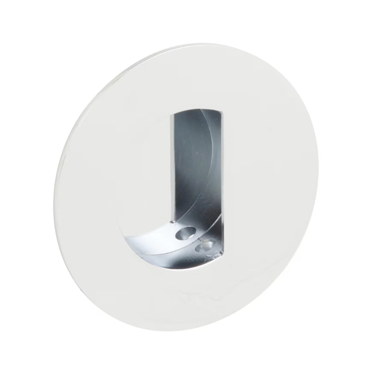 Offset Round Flush Recess Door Pull in Polished Chrome