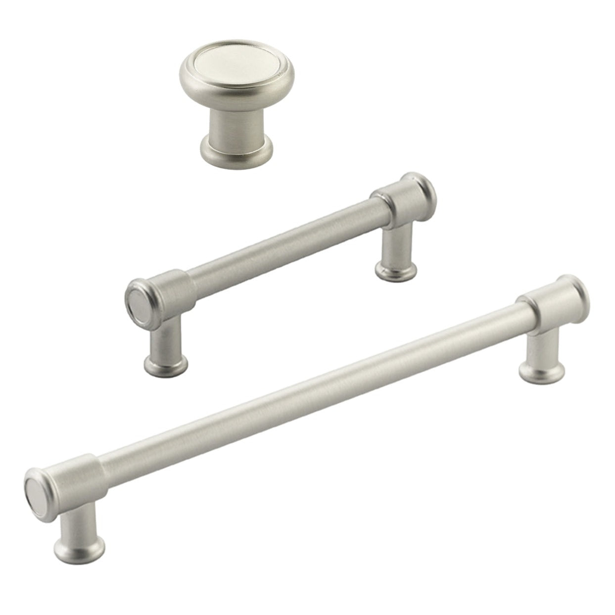 Satin Nickel "Pipe" Cabinet Knob and Drawer Pulls - Industry Hardware