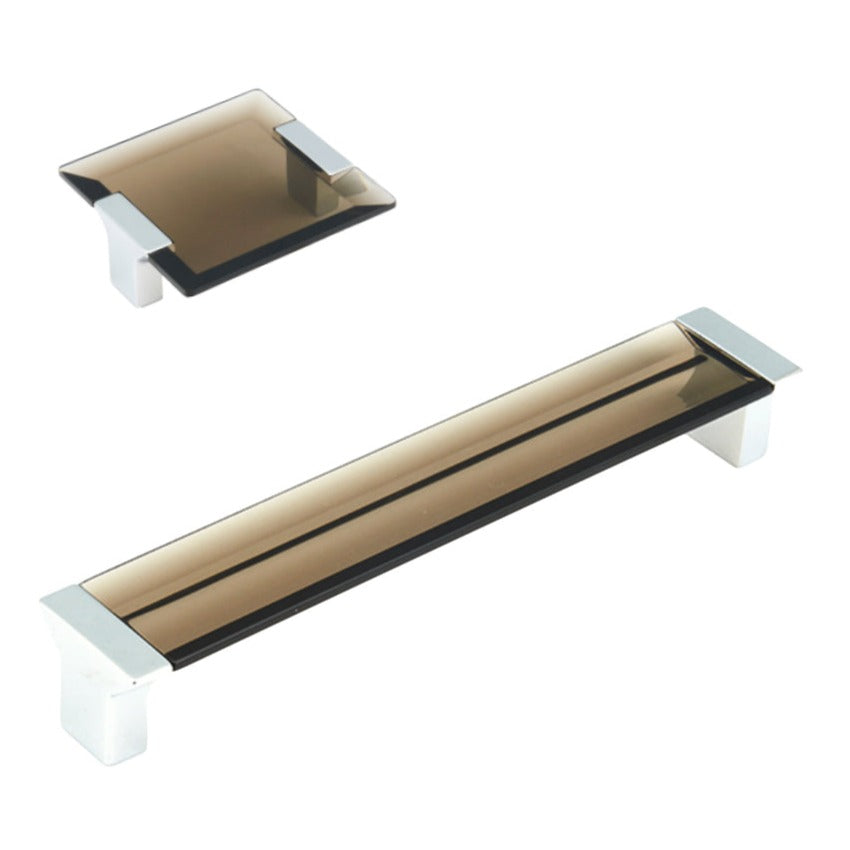 Polished Chrome "Ponce" Smoked Glass Cabinet Knob and Drawer Pulls - Industry Hardware