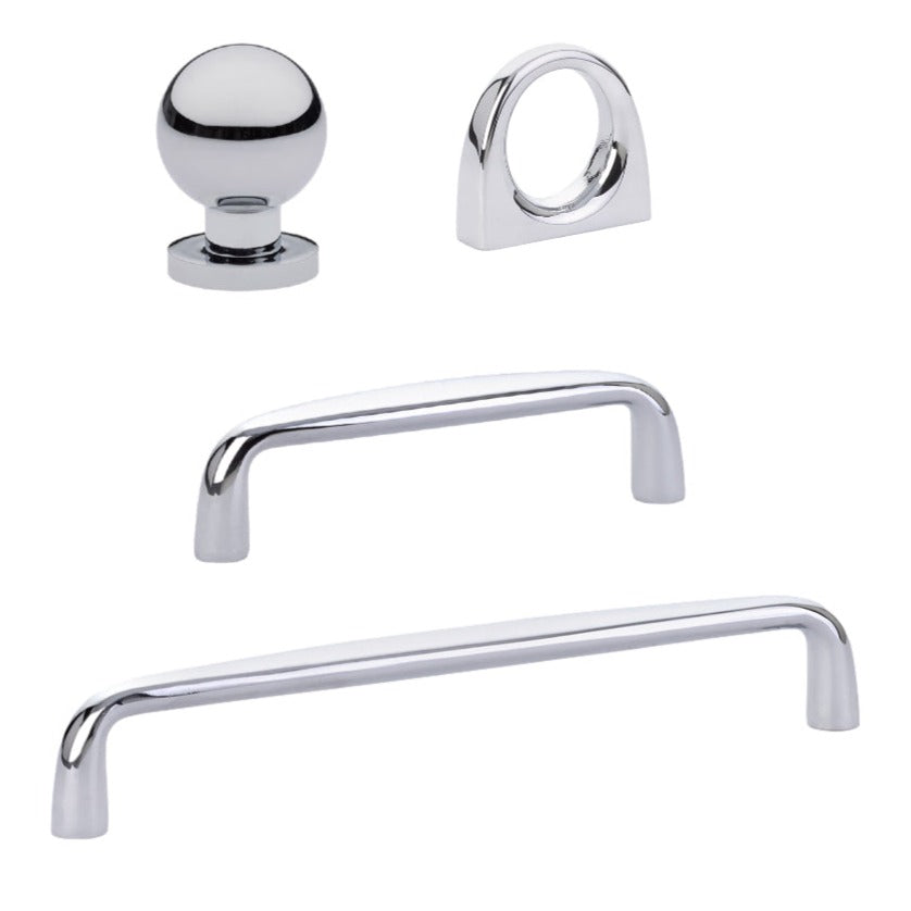 Omni Cabinet Knobs and Drawer Pulls in Polished Chrome - Industry Hardware