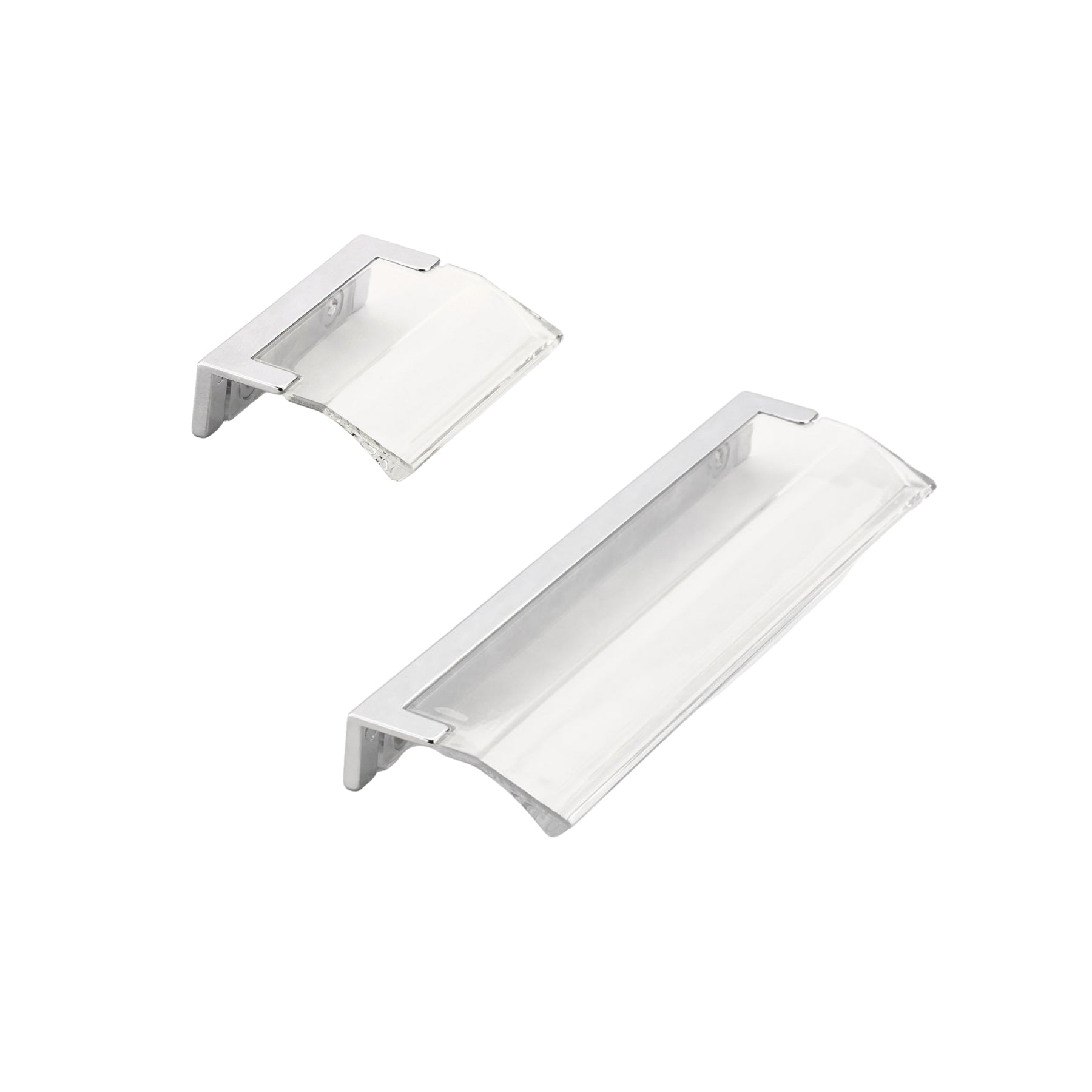 Polished Chrome "Ponce" Clear Glass Edge Drawer Pull - Industry Hardware