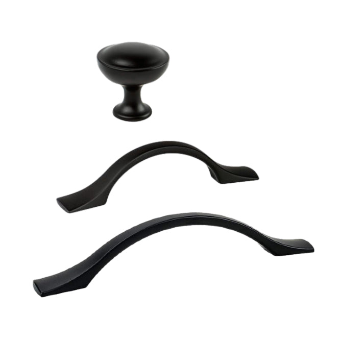 Matte Black "Tina" Cabinet Knob and Drawer Pulls - Industry Hardware