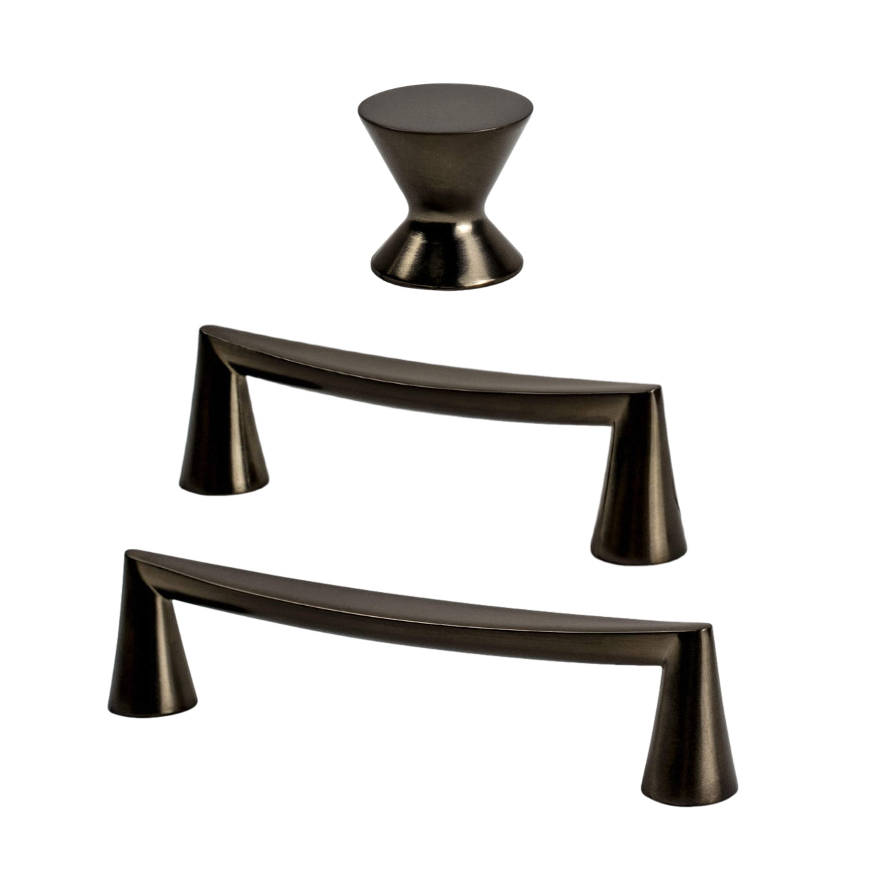 Burnished Bronze "Core" Drawer Pulls and Knob