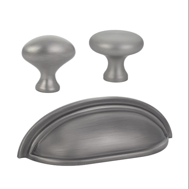 Pewter "Heritage" Cabinet Knobs and Cup Pulls - Forge Hardware Studio