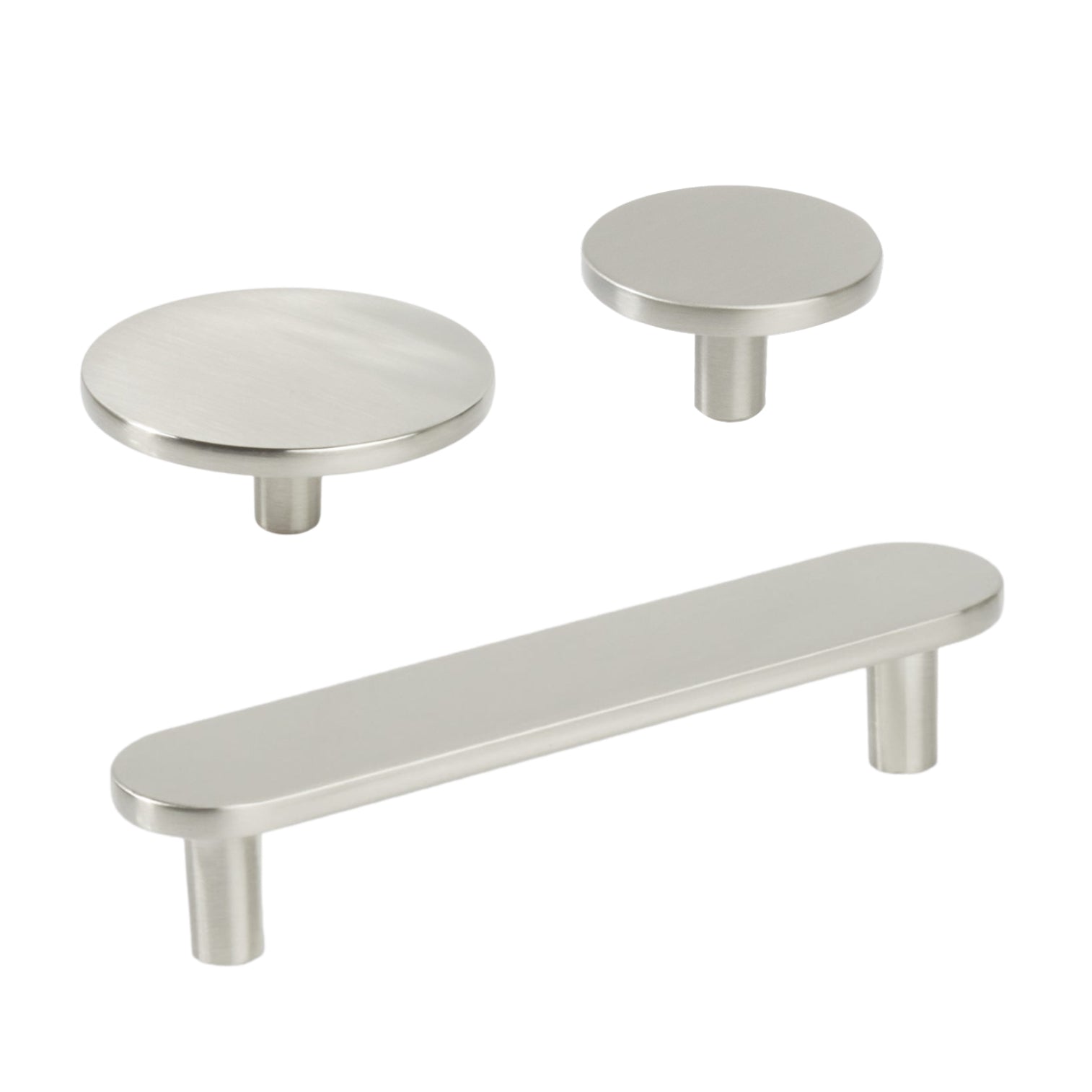 Satin Nickel "Arlow" Drawer Pulls and Cabinet Knobs - Forge Hardware Studio