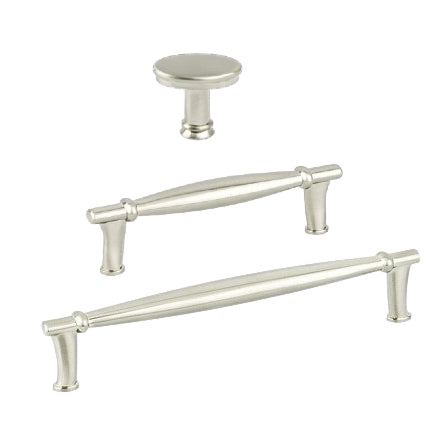 Brushed Nickel "Amelia" Cabinet Knob and Drawer Pulls - Forge Hardware Studio
