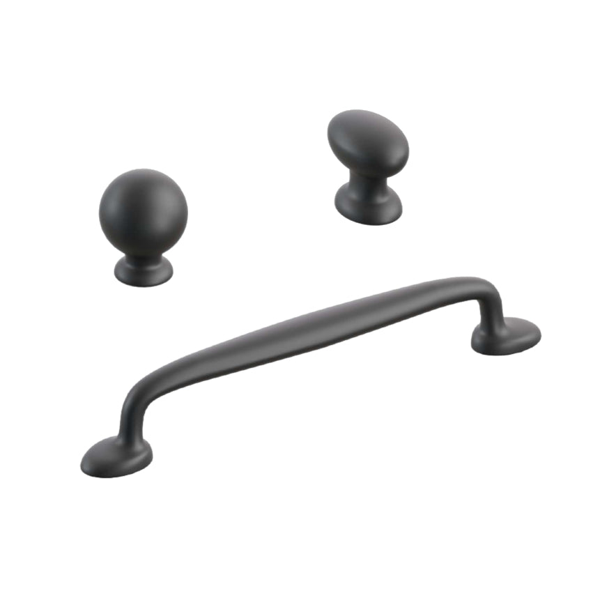 Matte Black Cabinet Hardware "Estate" Cabinet Knobs and Pulls