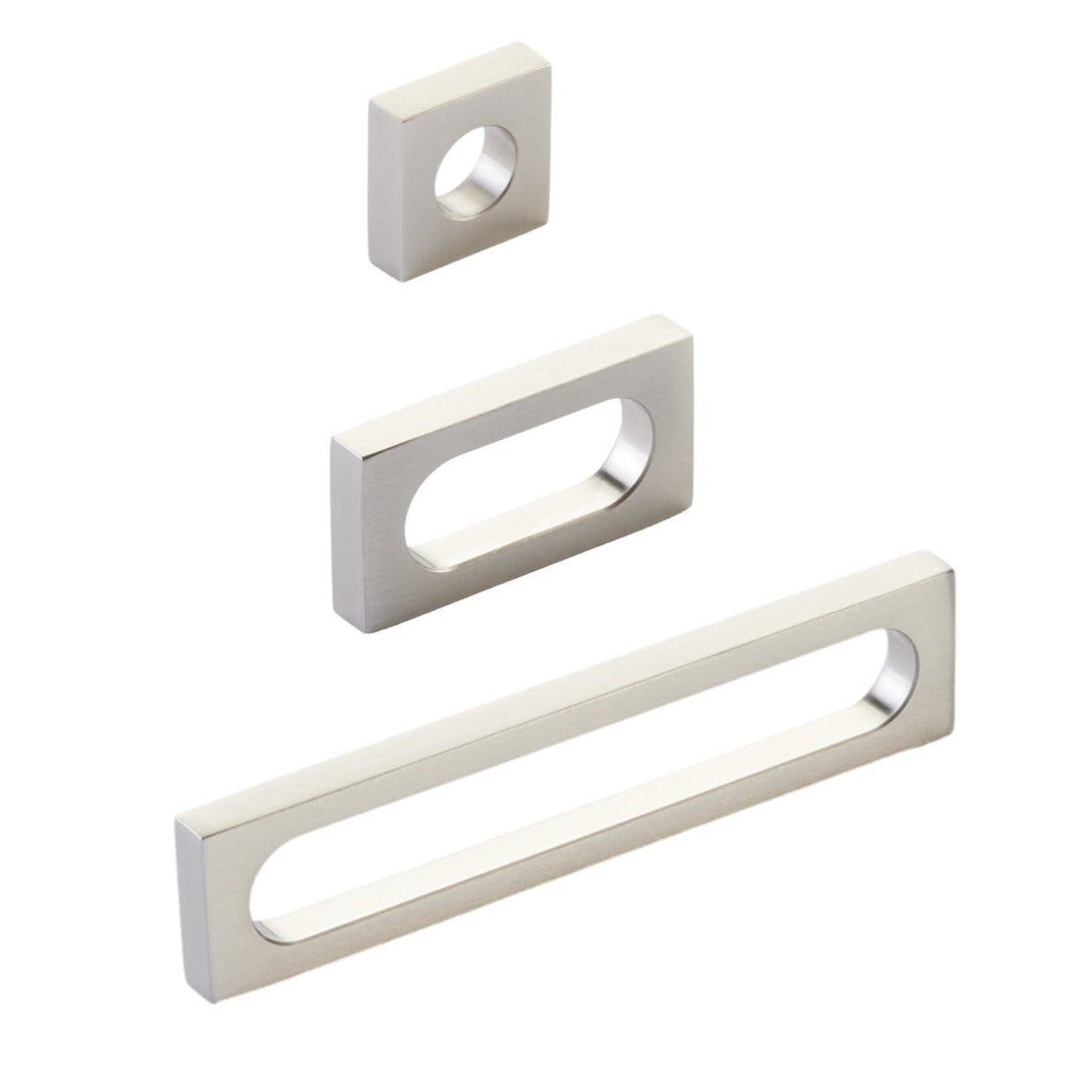 Brushed Nickel "Loop" Square Drawer Pulls and Cabinet Knobs - Industry Hardware