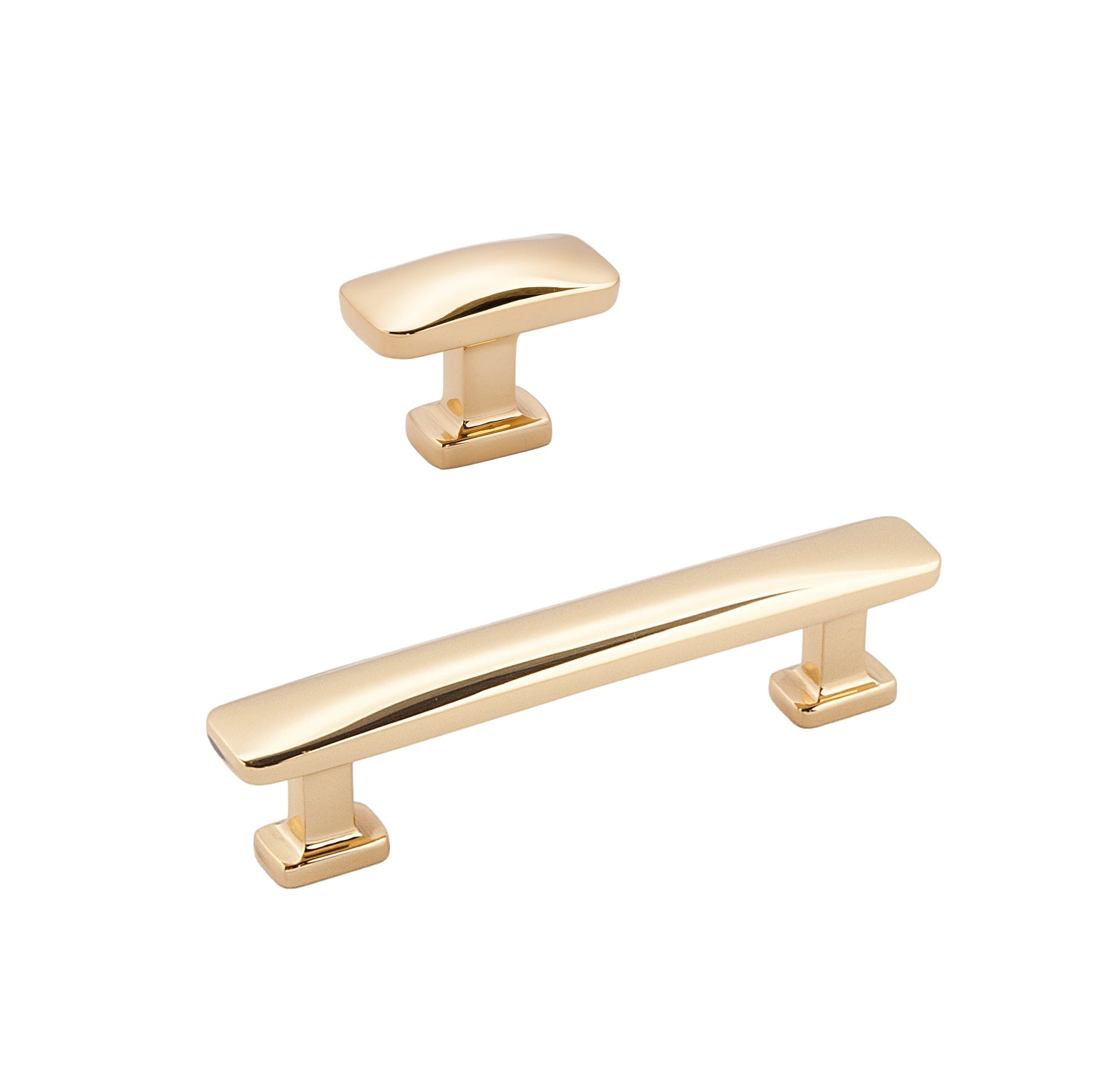 Polished Brass "Vive" Cabinet Knobs and Drawer Pulls
