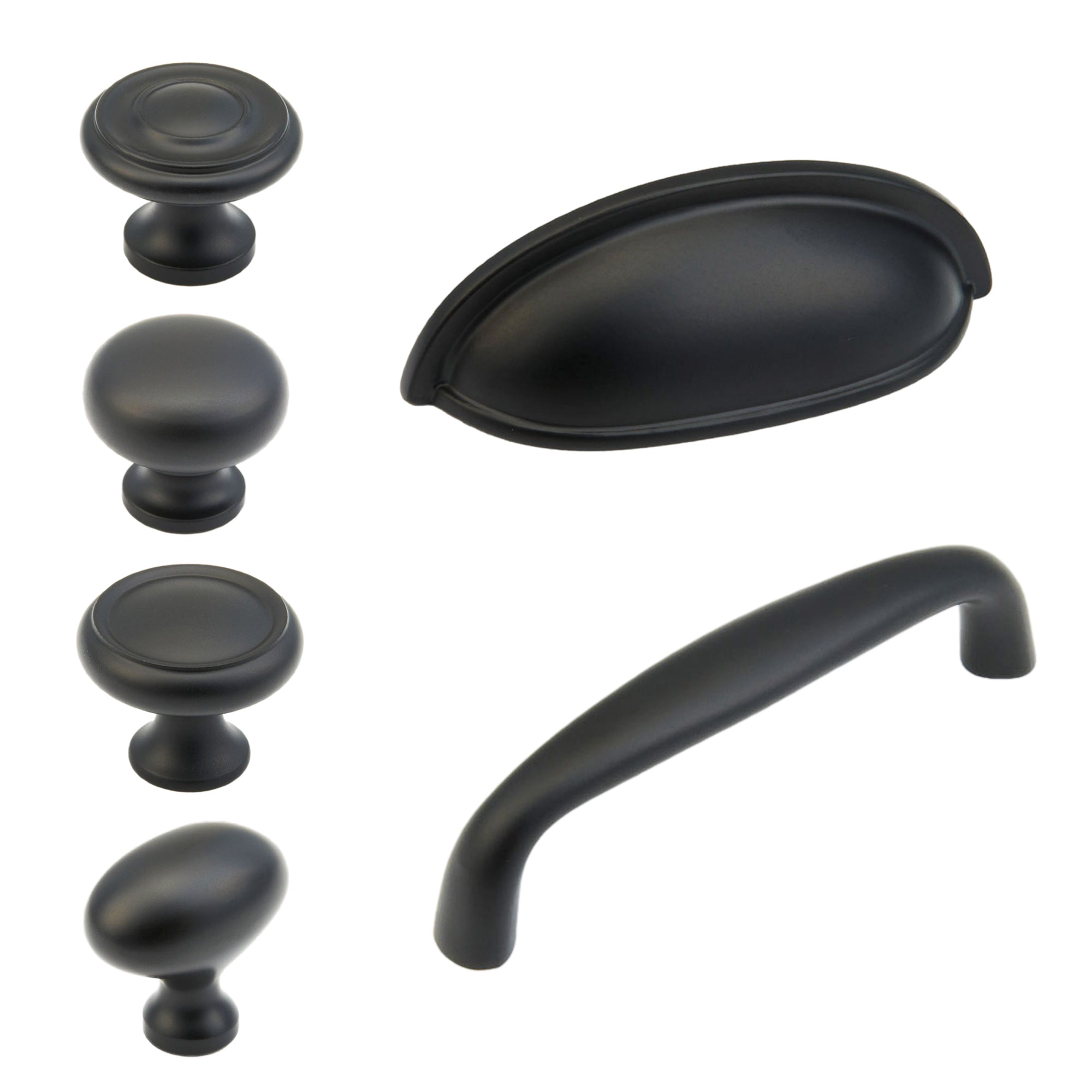 Traditional "Joy" Drawer Pulls in Flat Black - Industry Hardware