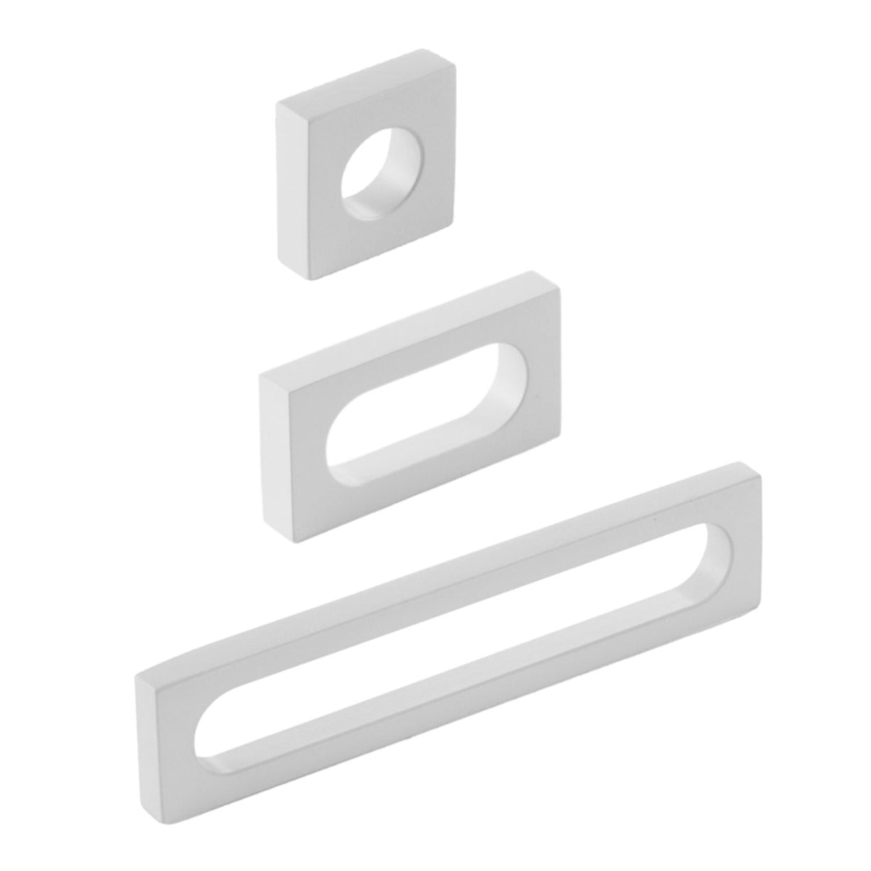 Matte White "Loop" Square Drawer Pulls and Cabinet Knobs