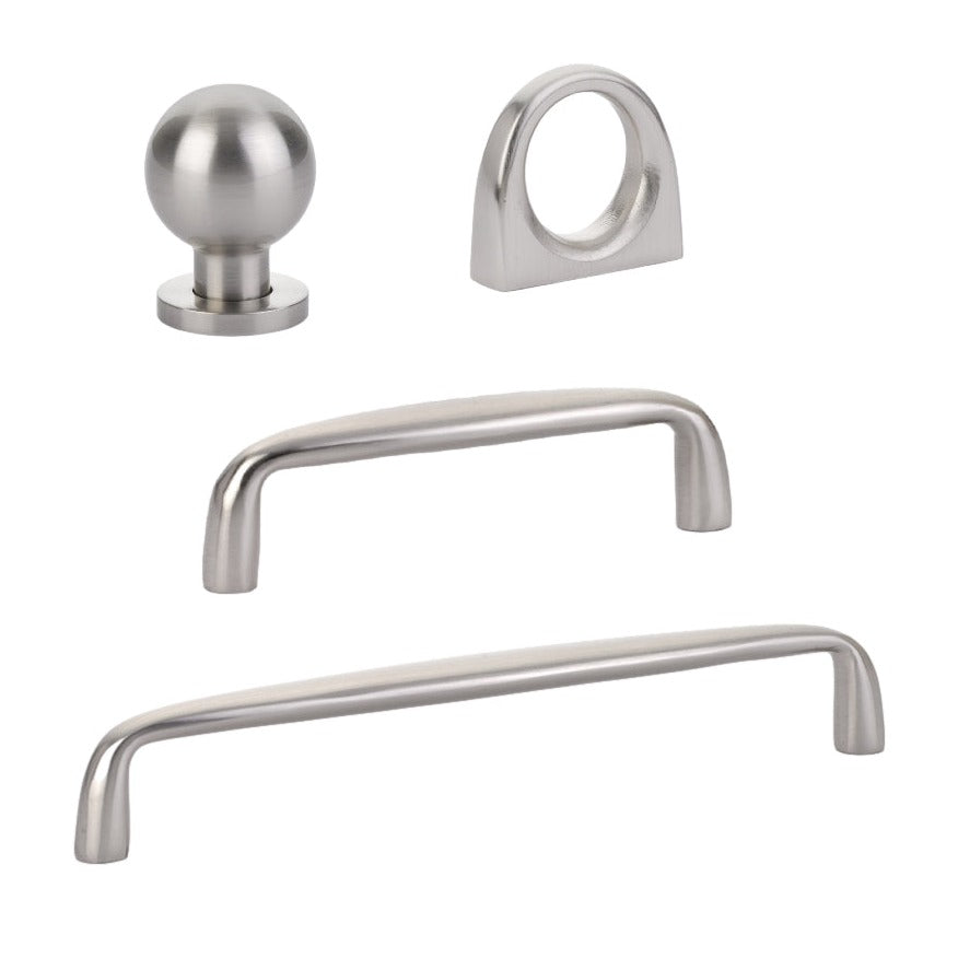 Omni Cabinet Knobs and Drawer Pulls in Satin Nickel