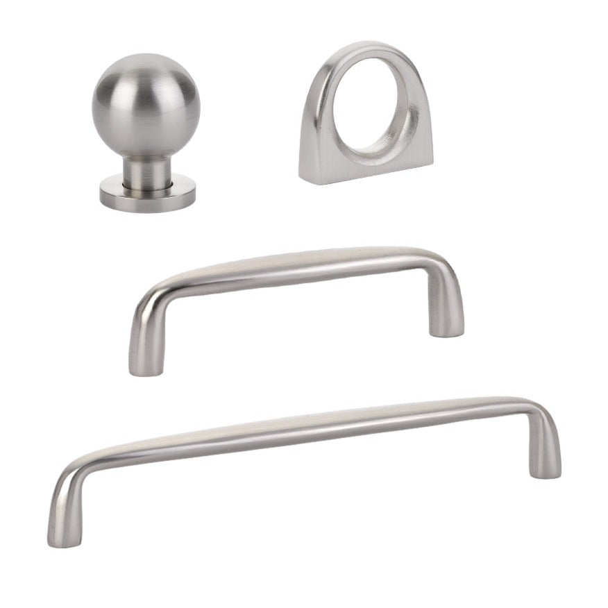 Omni Cabinet Knobs and Drawer Pulls in Satin Nickel - Industry Hardware