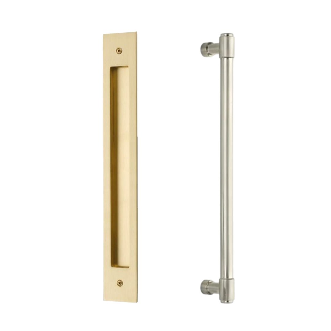 Door Flush Pull and 12" Handle Back to Back Hardware for Interior Sliding and Barn Doors