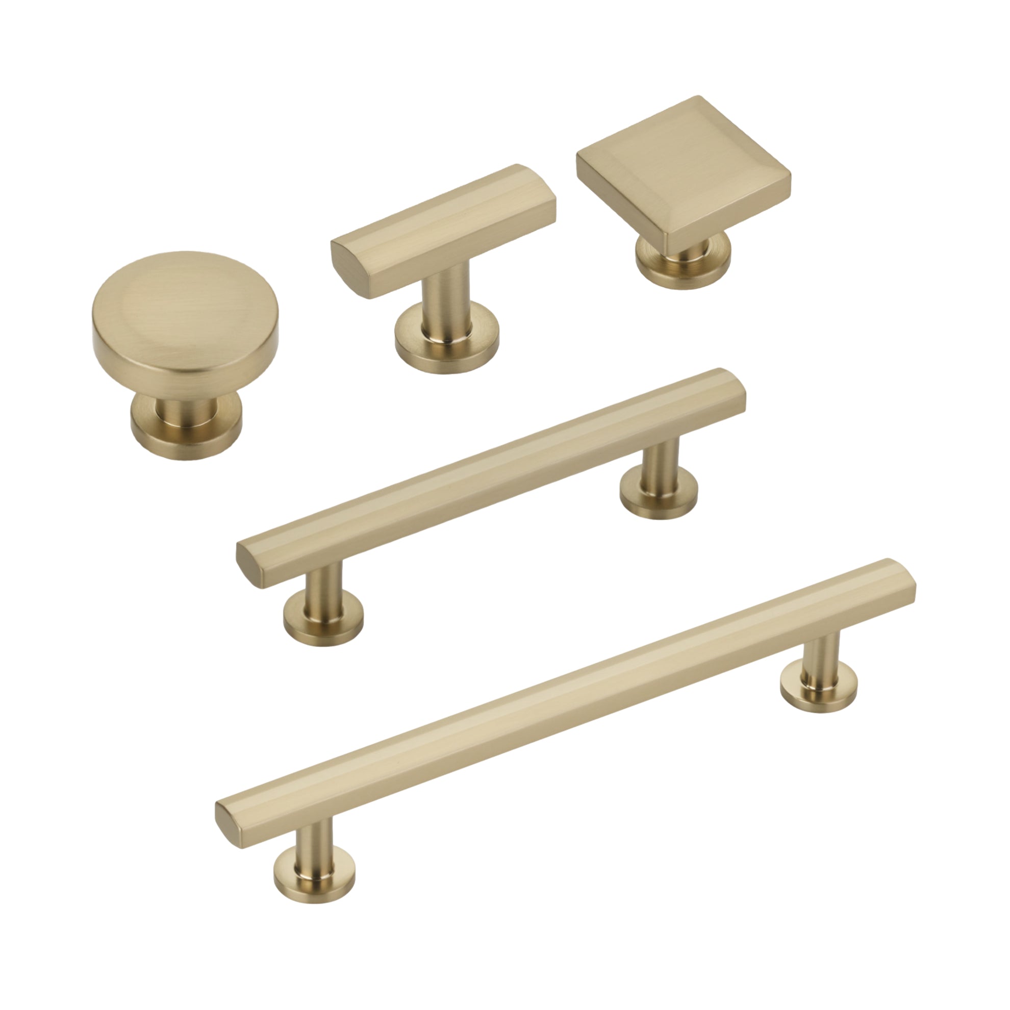 Gold Champagne Cabinet Knobs And Pulls, Satin Brass Finish, Contemporary Style For Kitchen Or Dresser