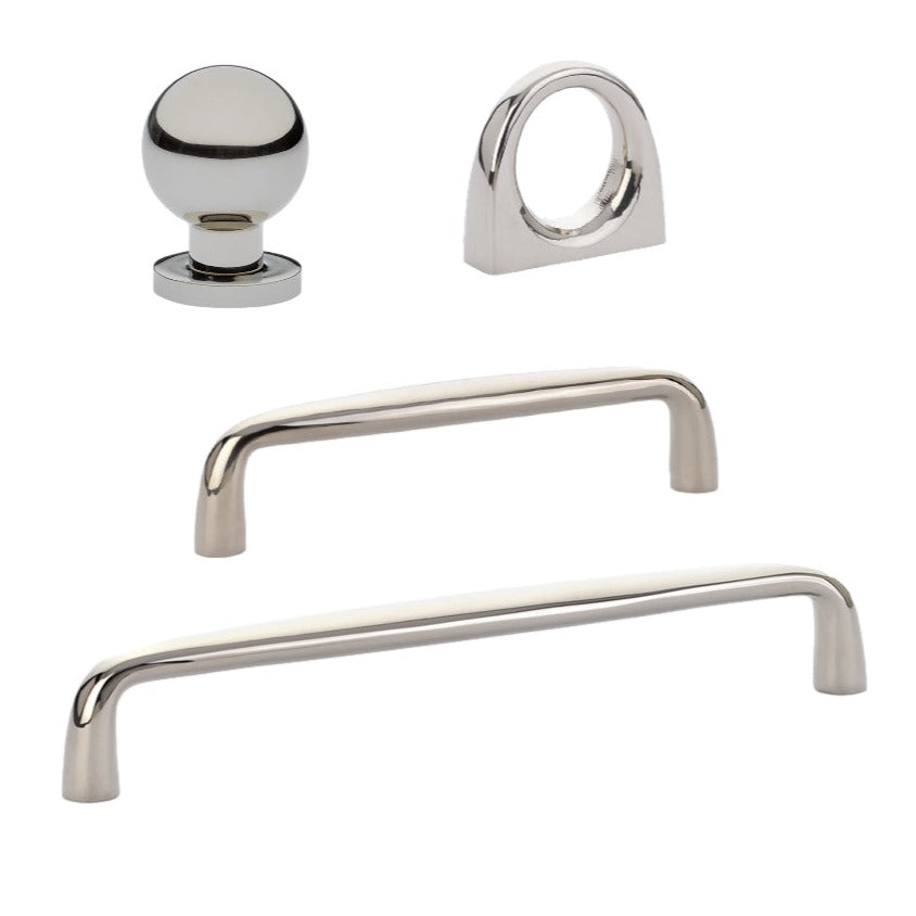 Omni Cabinet Knobs and Drawer Pulls in Polished Nickel