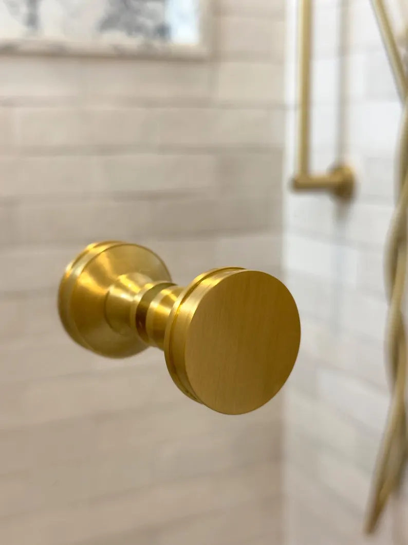 Glass Shower "Charter" Round Brass Back to Back Door Knob - Industry Hardware