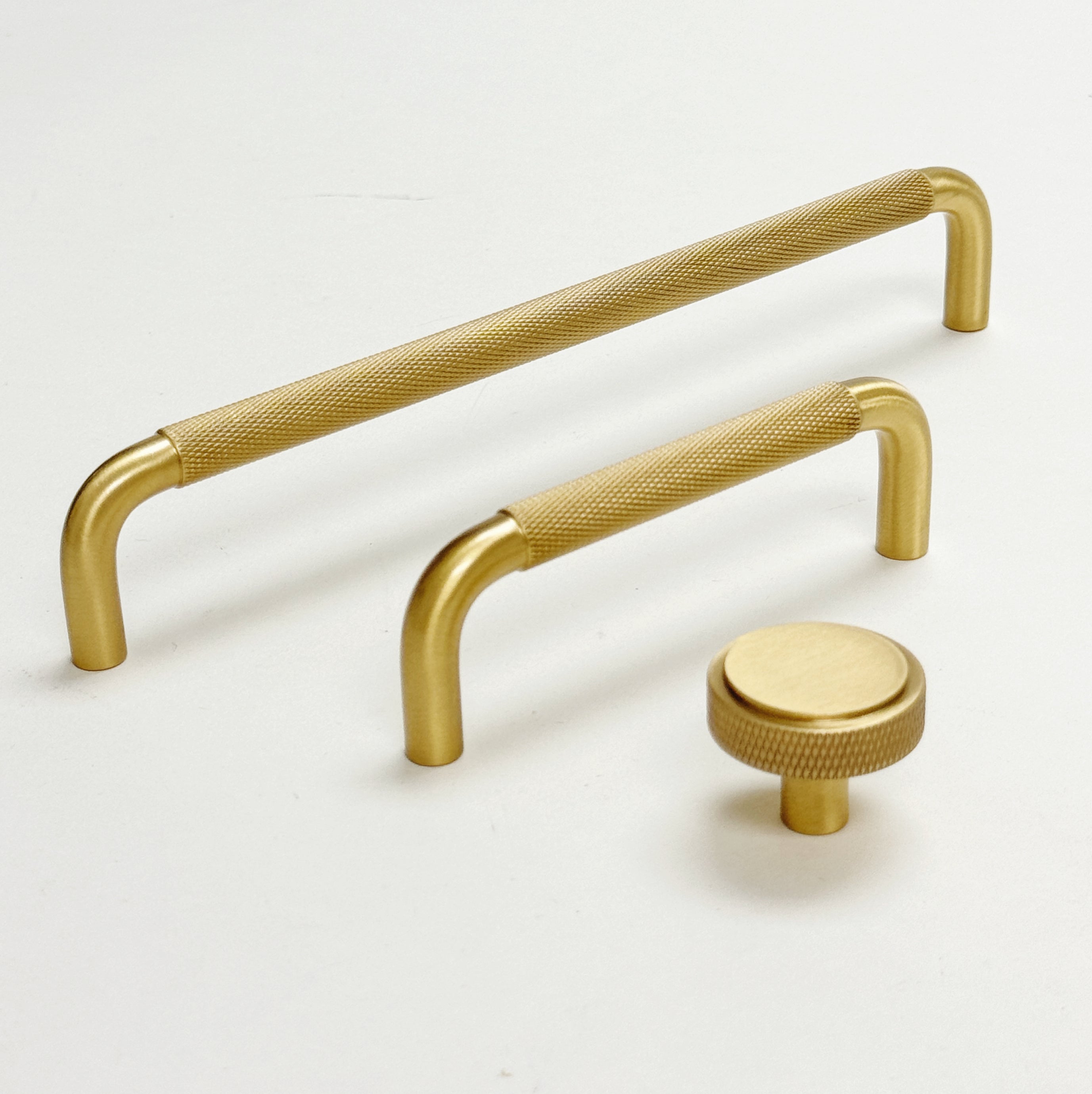 Satin Brass Knurled Wire Cabinet Knob and Drawer Pulls - Industry Hardware