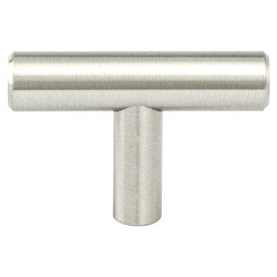 Brushed Nickel "Dash" T-Bar Round Knob and Drawer Pulls