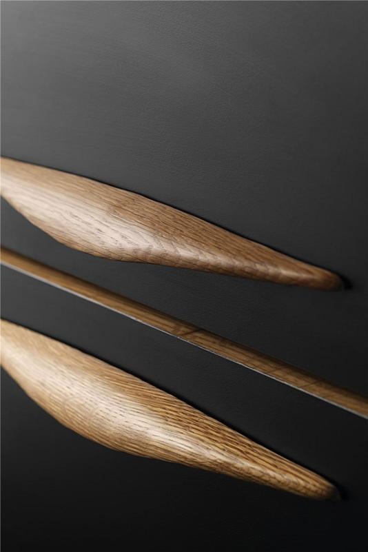 Lacquered Walnut "Manta" Wood Drawer Handle - Industry Hardware