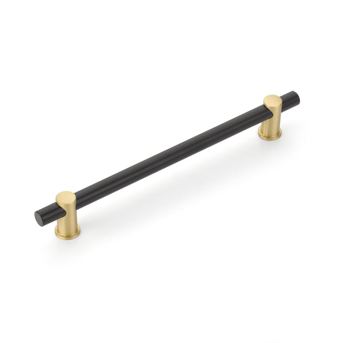 Satin Brass and Matte Black Round T-Bar "Fonce" Cabinet Knobs and Drawer Pulls - Brass Cabinet Hardware 