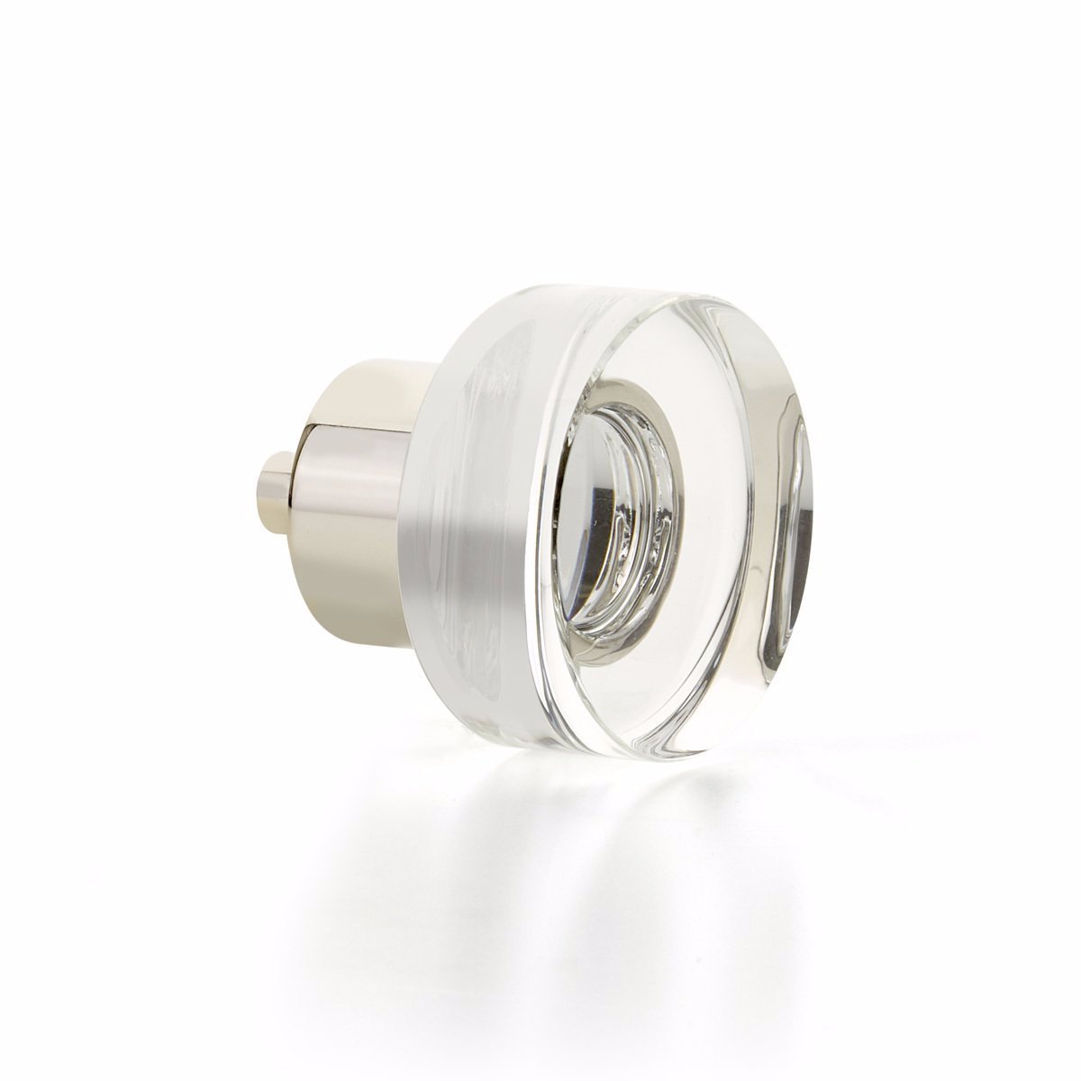 Polished Nickel City Lights 1-3/8" Round Disc Glass Knob | Knobs