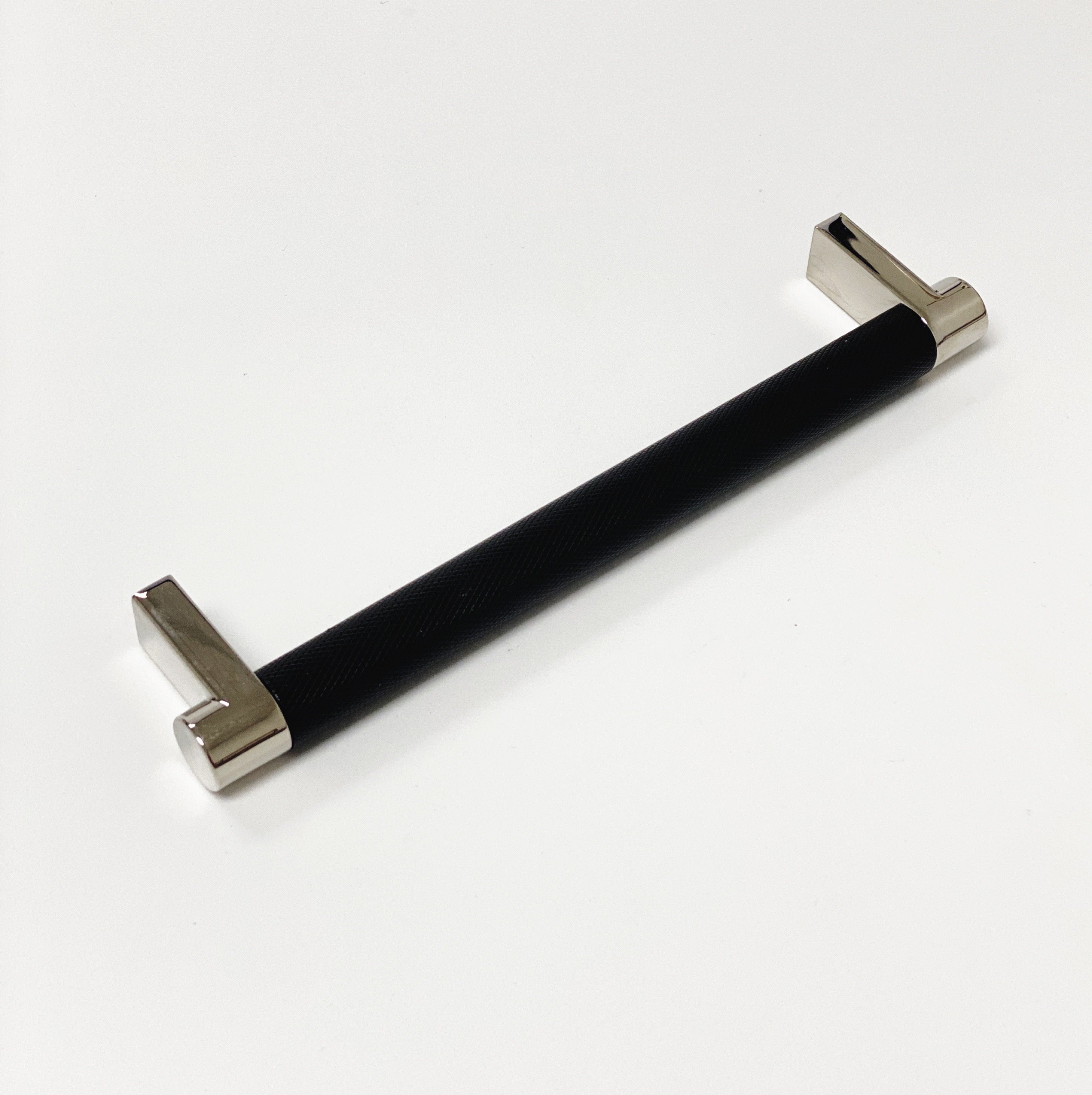 Knurled "U-Shaped" Texture Polished Nickel and Black Drawer Pulls - Forge Hardware Studio