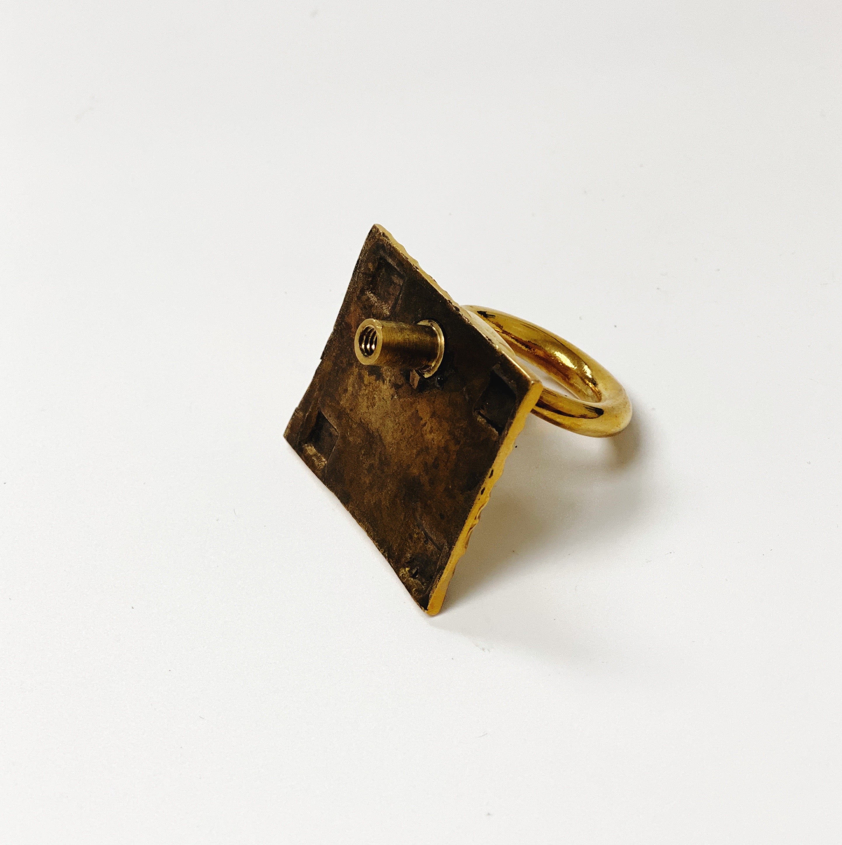 Unlacquered Brass "Aspen" Hammered Cabinet Knob and Ring Pulls - Industry Hardware