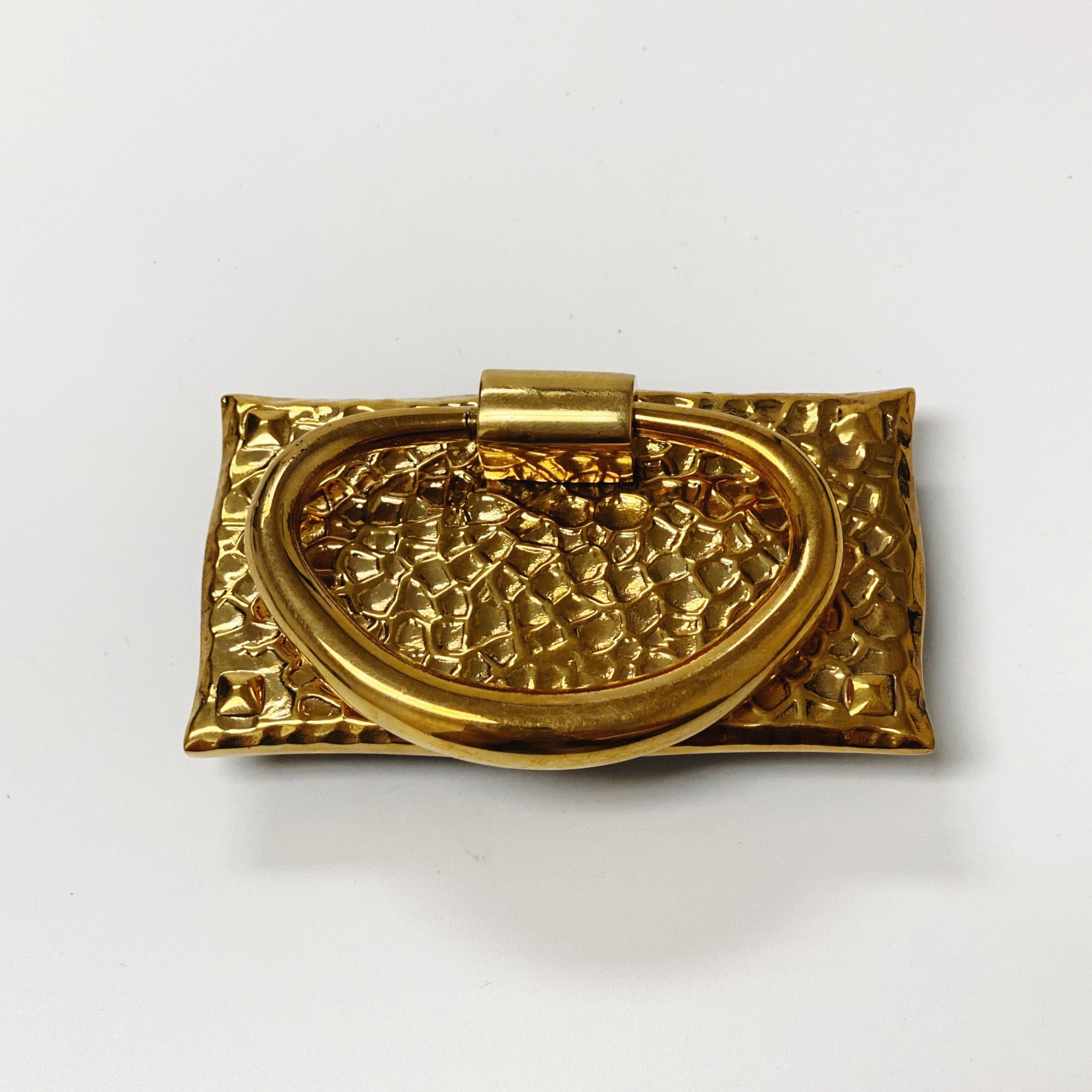 Unlacquered Brass "Aspen" Hammered Cabinet Knob and Ring Pulls - Industry Hardware
