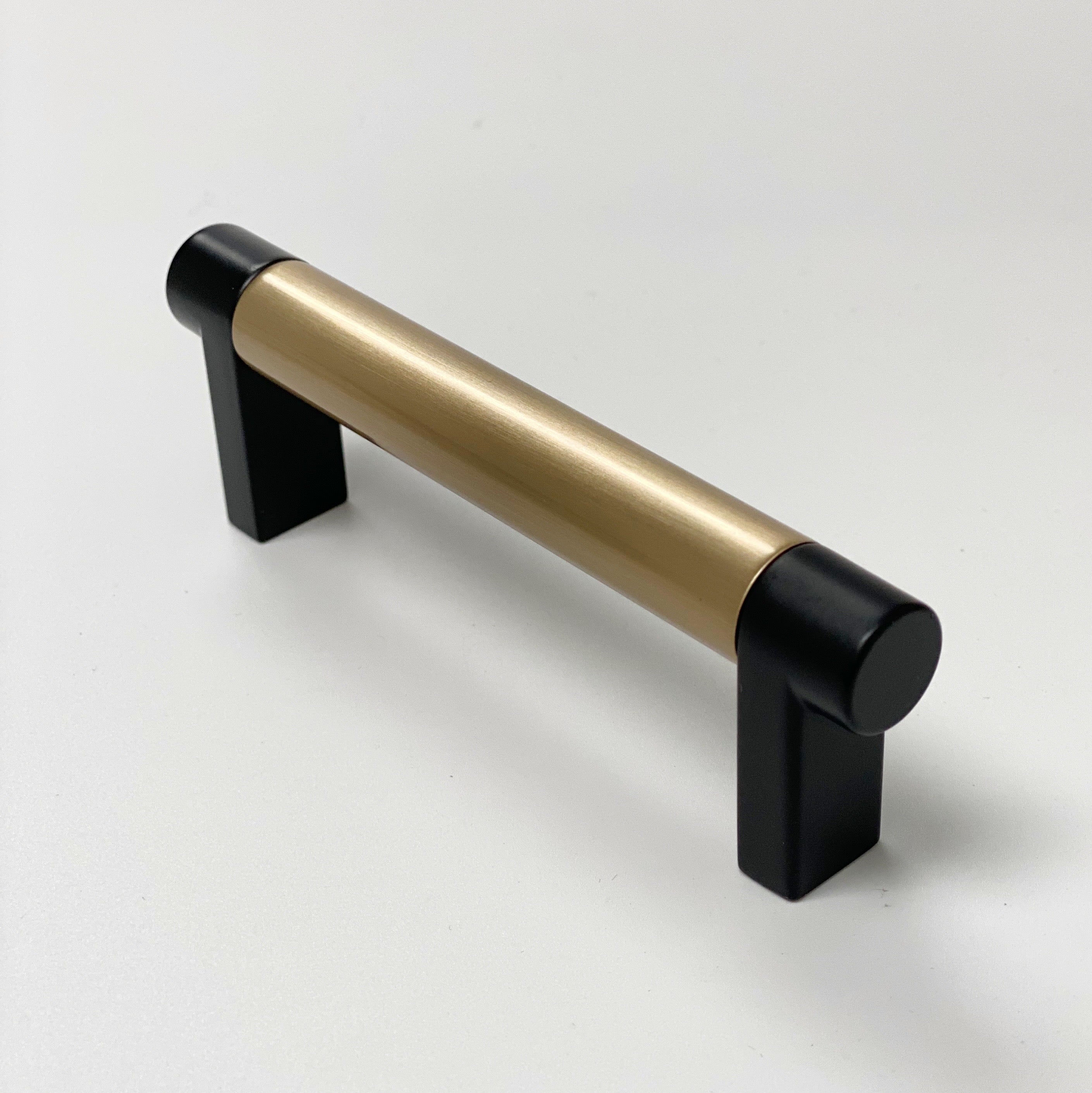 Smooth "Converse No.2" Black and Champagne Bronze Dual-Finish Knobs and Pulls