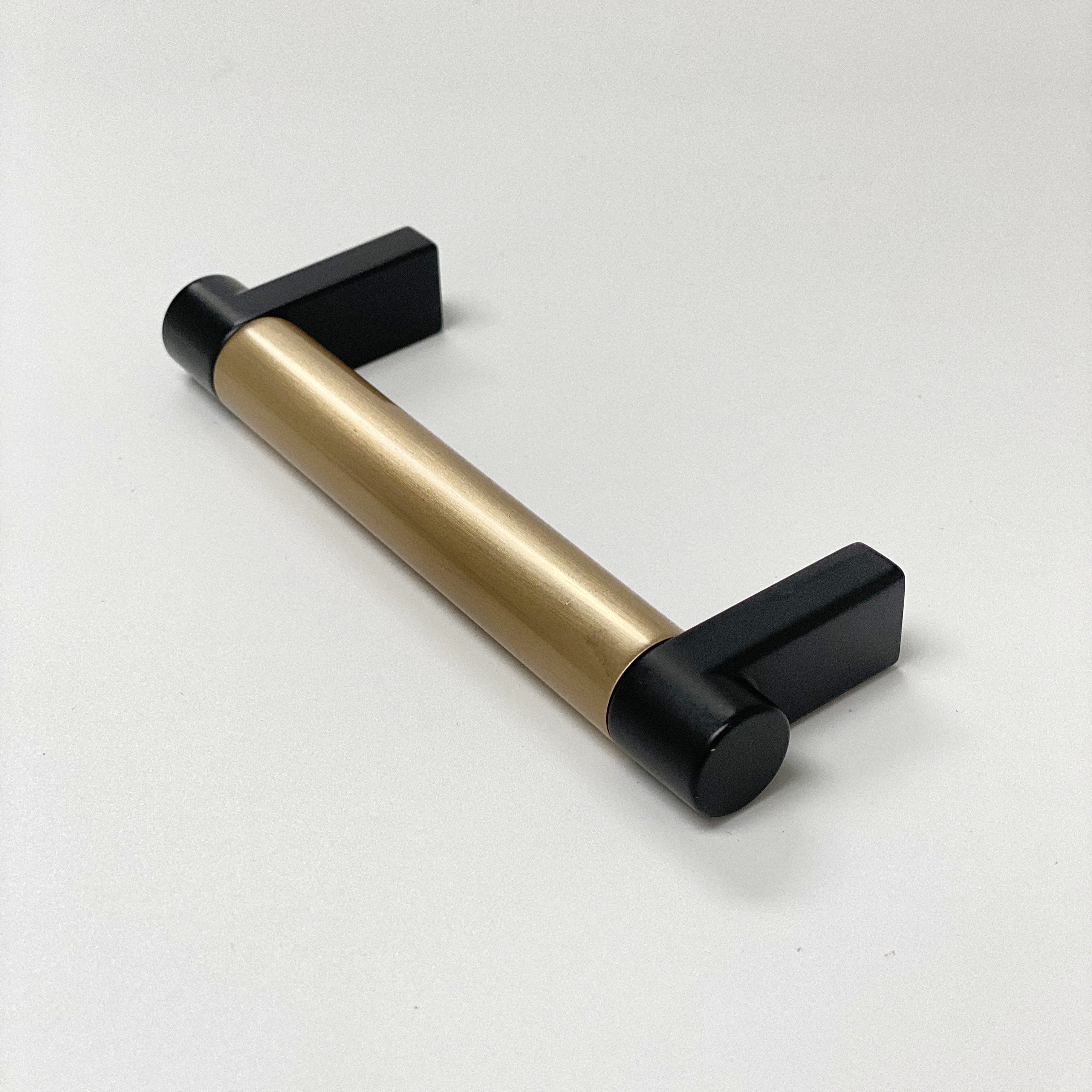 Smooth "Converse No.2" Black and Champagne Bronze Dual-Finish Knobs and Pulls