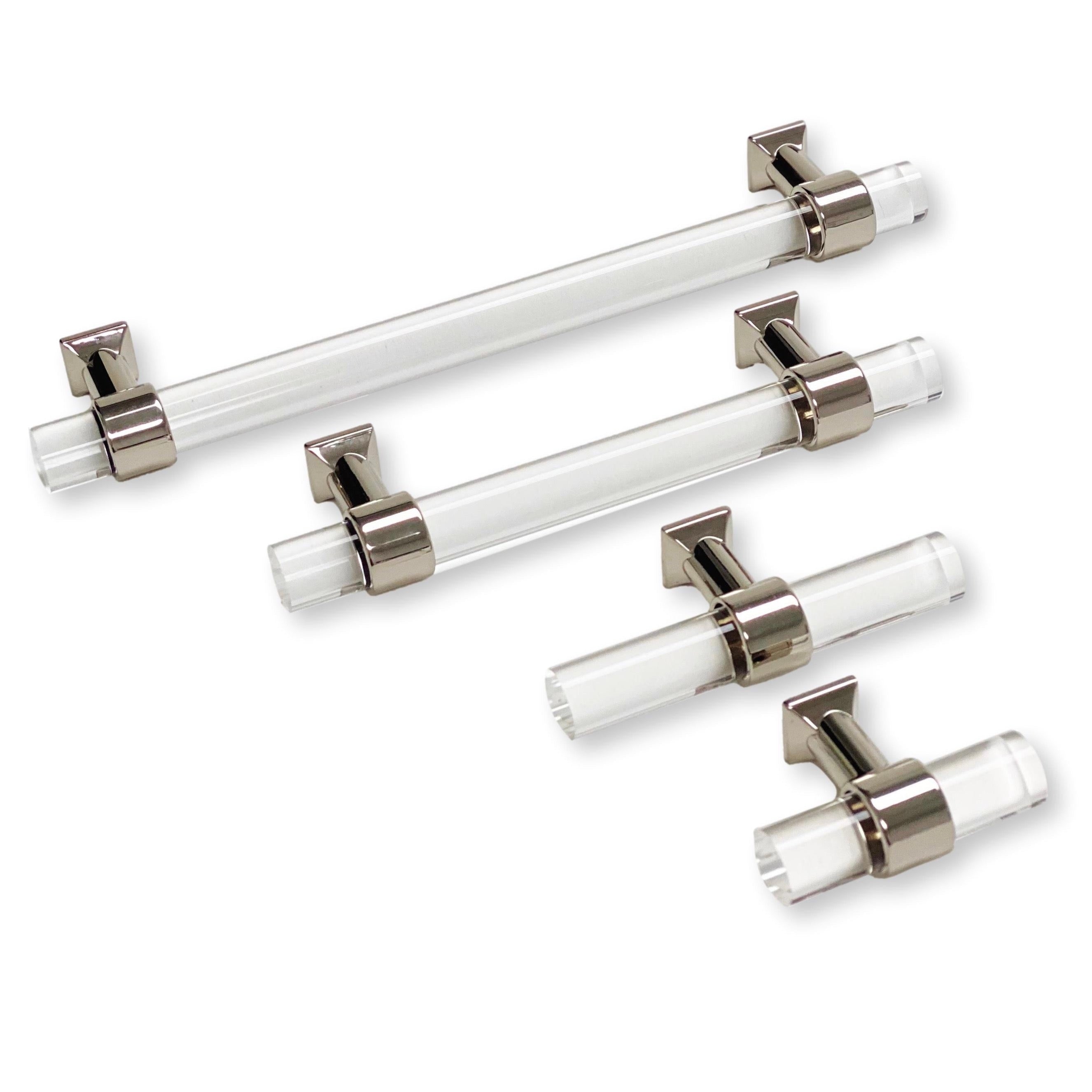 Lucite Polished Nickel "Nash" Drawer Pulls and Cabinet Knobs - Forge Hardware Studio