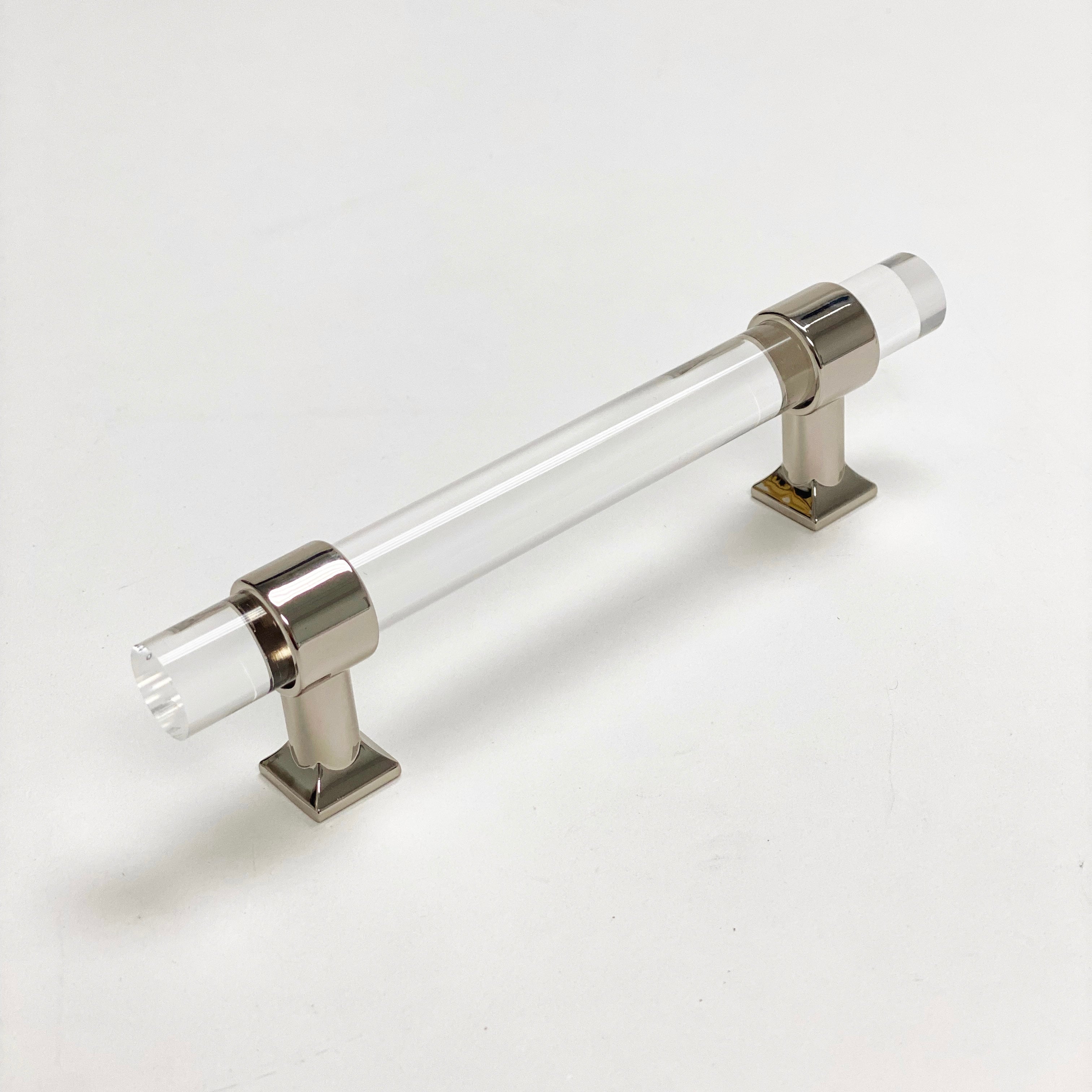 Lucite Polished Nickel "Nash" Drawer Pulls and Cabinet Knobs - Forge Hardware Studio