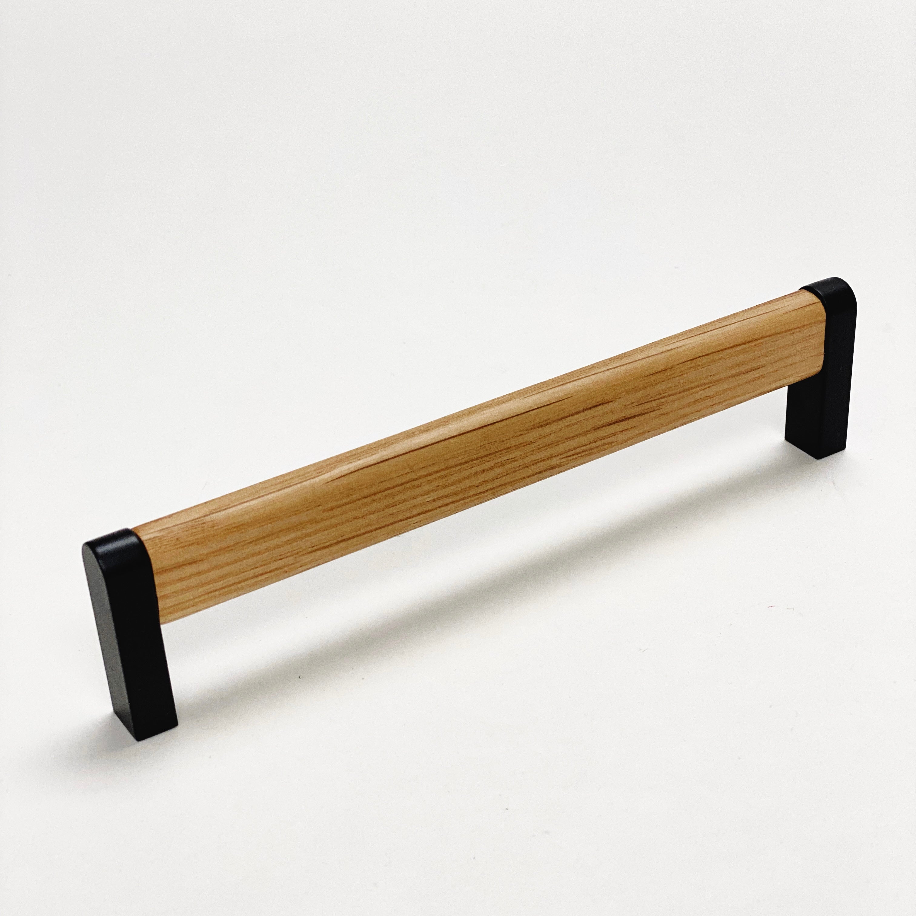 Black and Oak Wood "Crossing" Cabinet Knob and Drawer Handles - Forge Hardware Studio