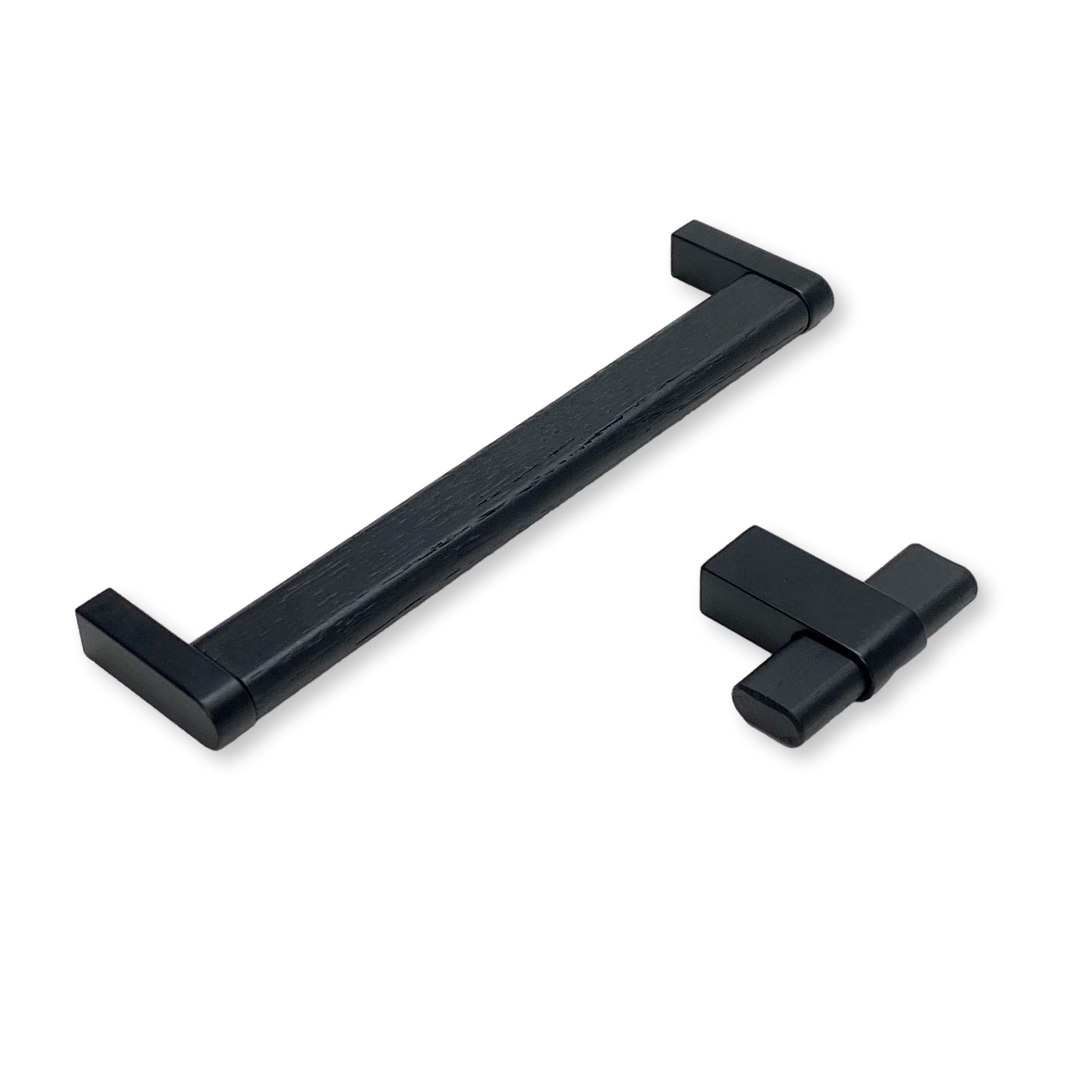 Black Wood and Metal "Crossing" Cabinet Knob and Drawer Handles - Forge Hardware Studio